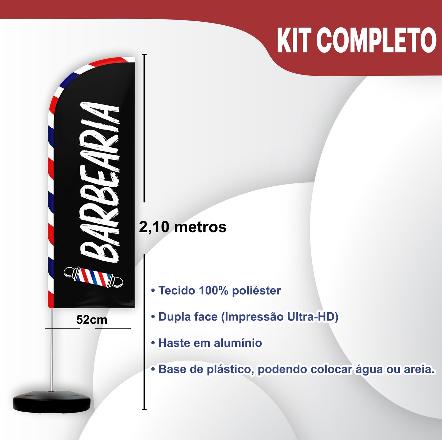 Wind Banner Completo 2,10m Barbearia M5