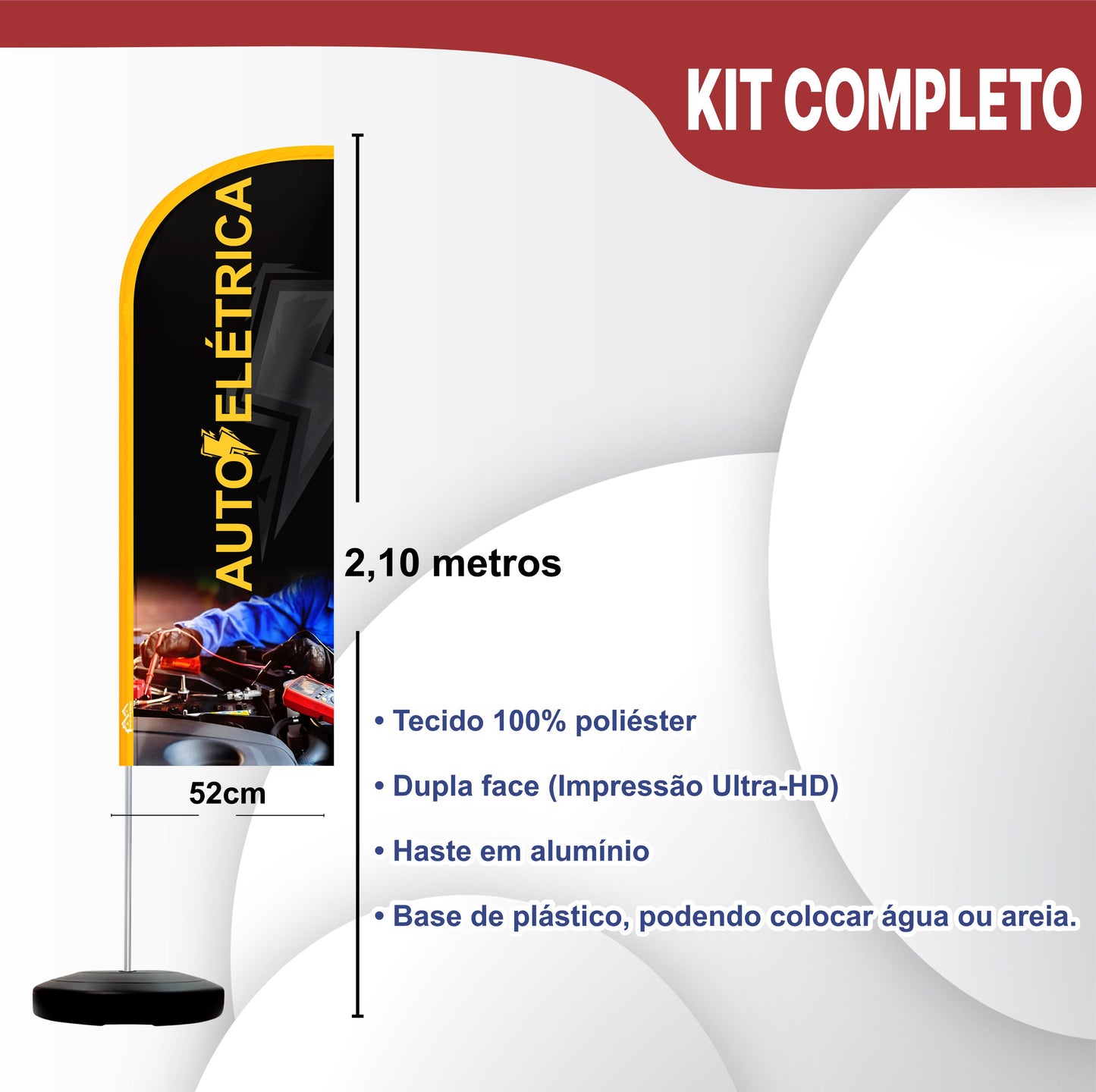 Wind Banner Completo 2,10m Auto Elétrica