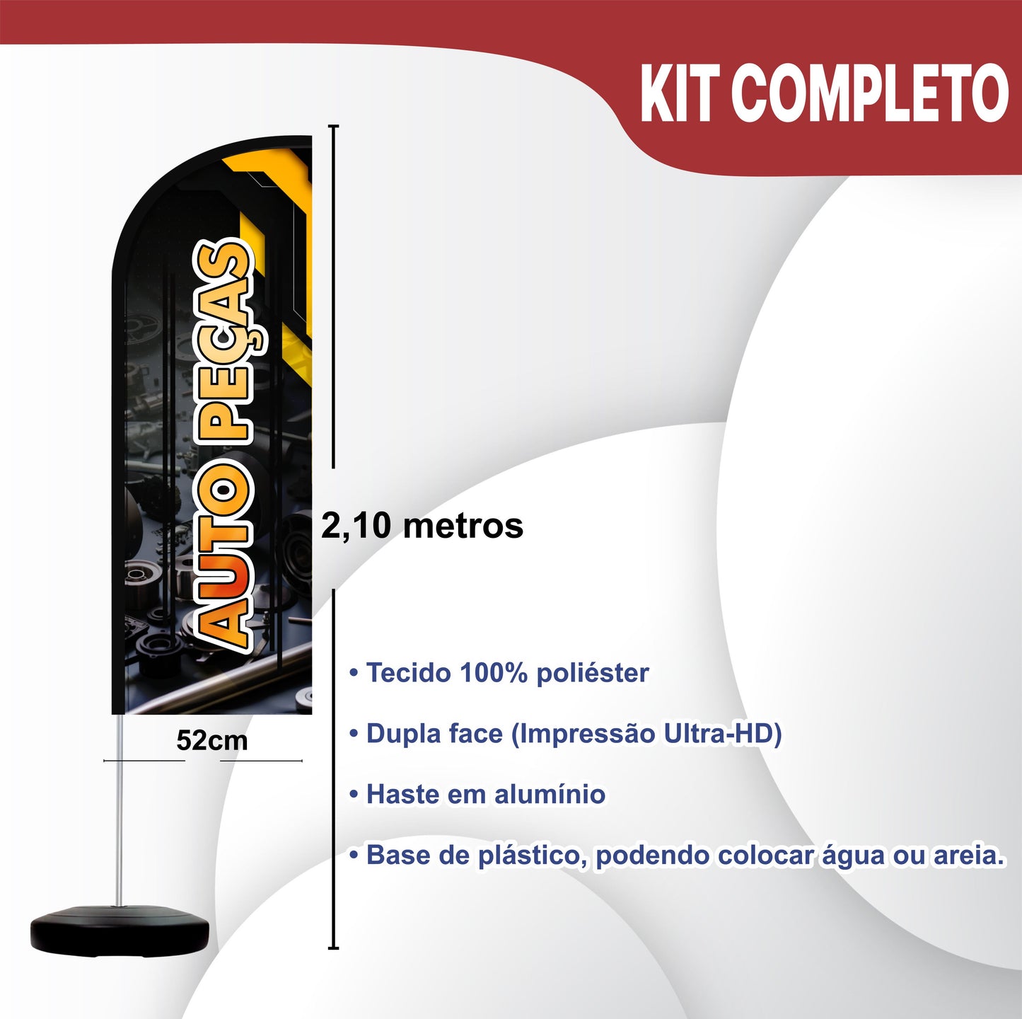 Wind Banner Completo 2,10m Auto Peças