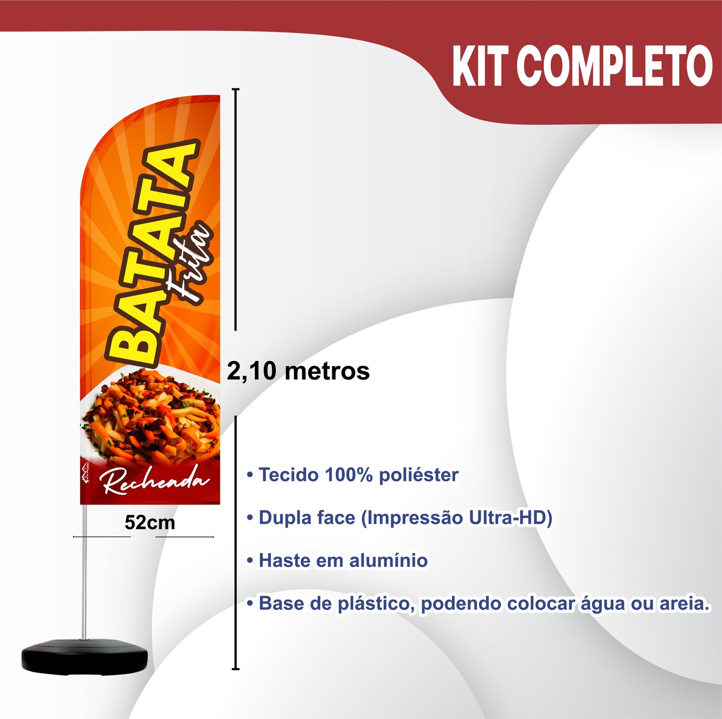 Wind Banner Completo 2,10m Batata Frita Recheada