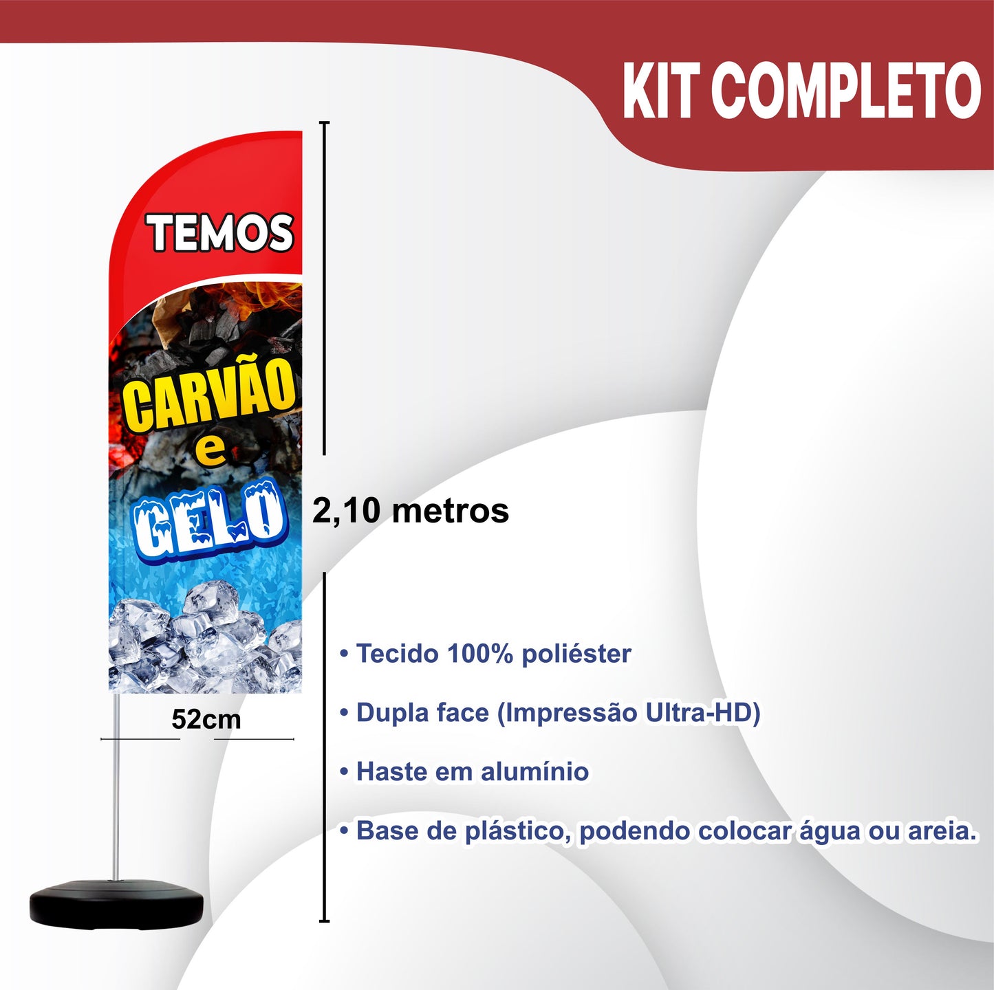 Wind Banner Completo 2,10m Temos Carvão e Gelo