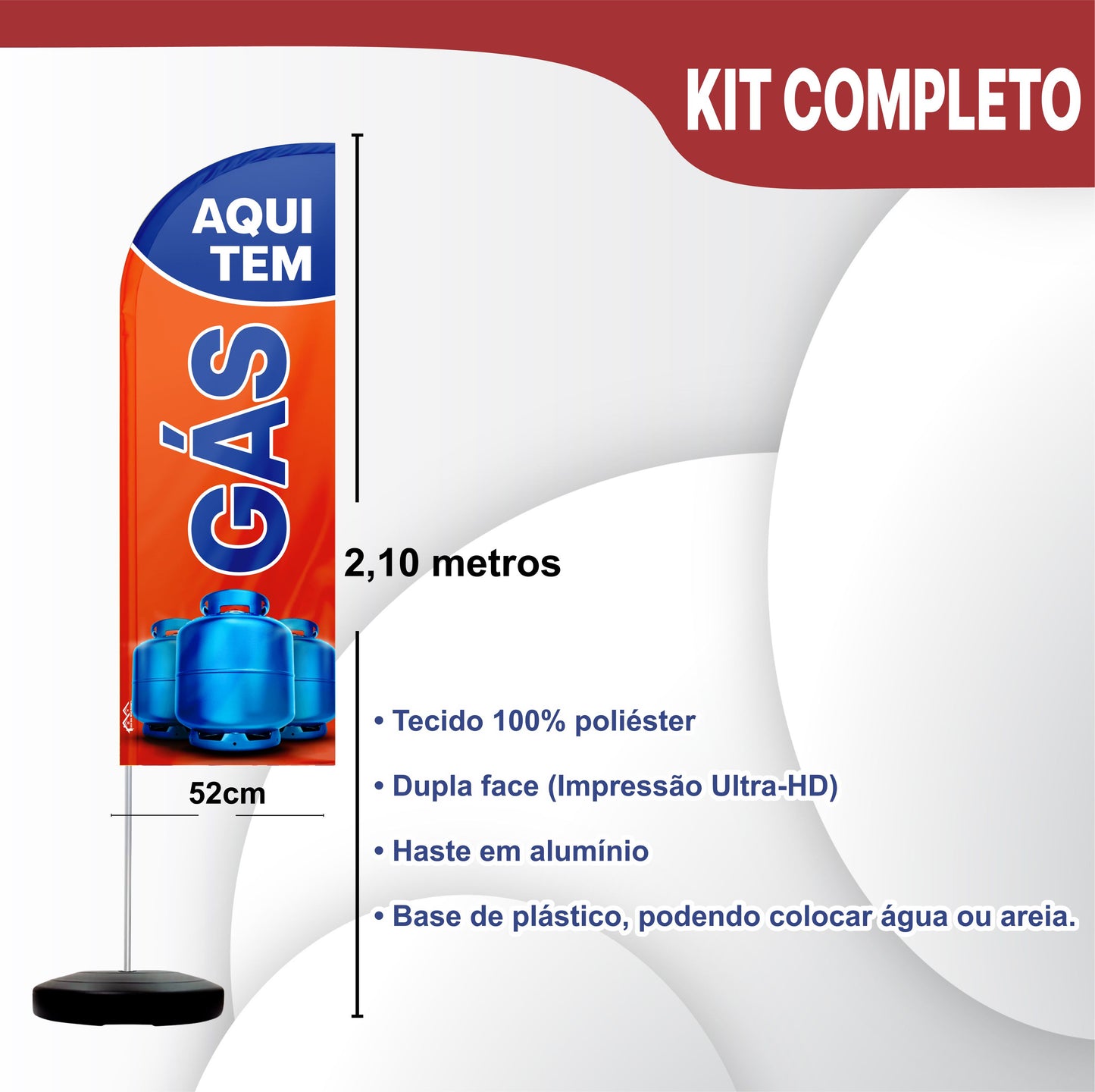 Wind Banner Completo 2,10m Aqui Tem Gás