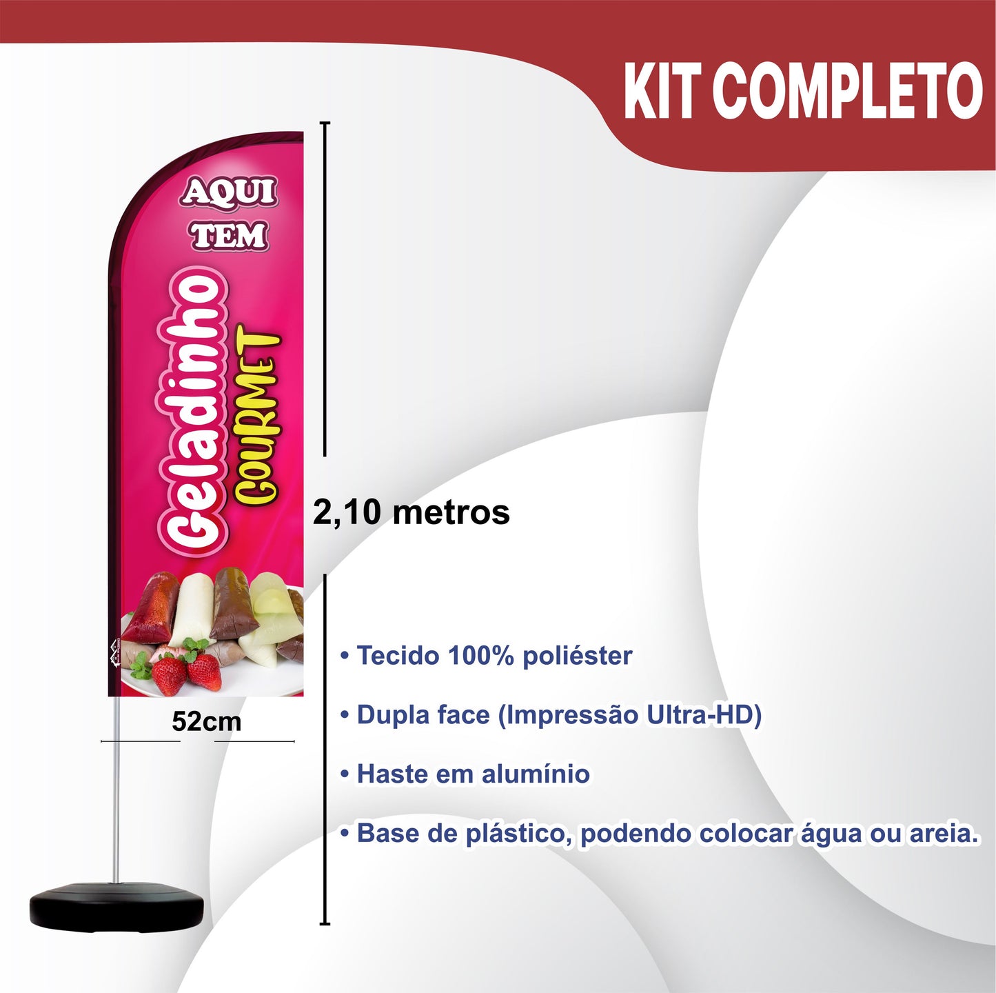 Wind Banner Completo 2,10m Geladinho Gourmet