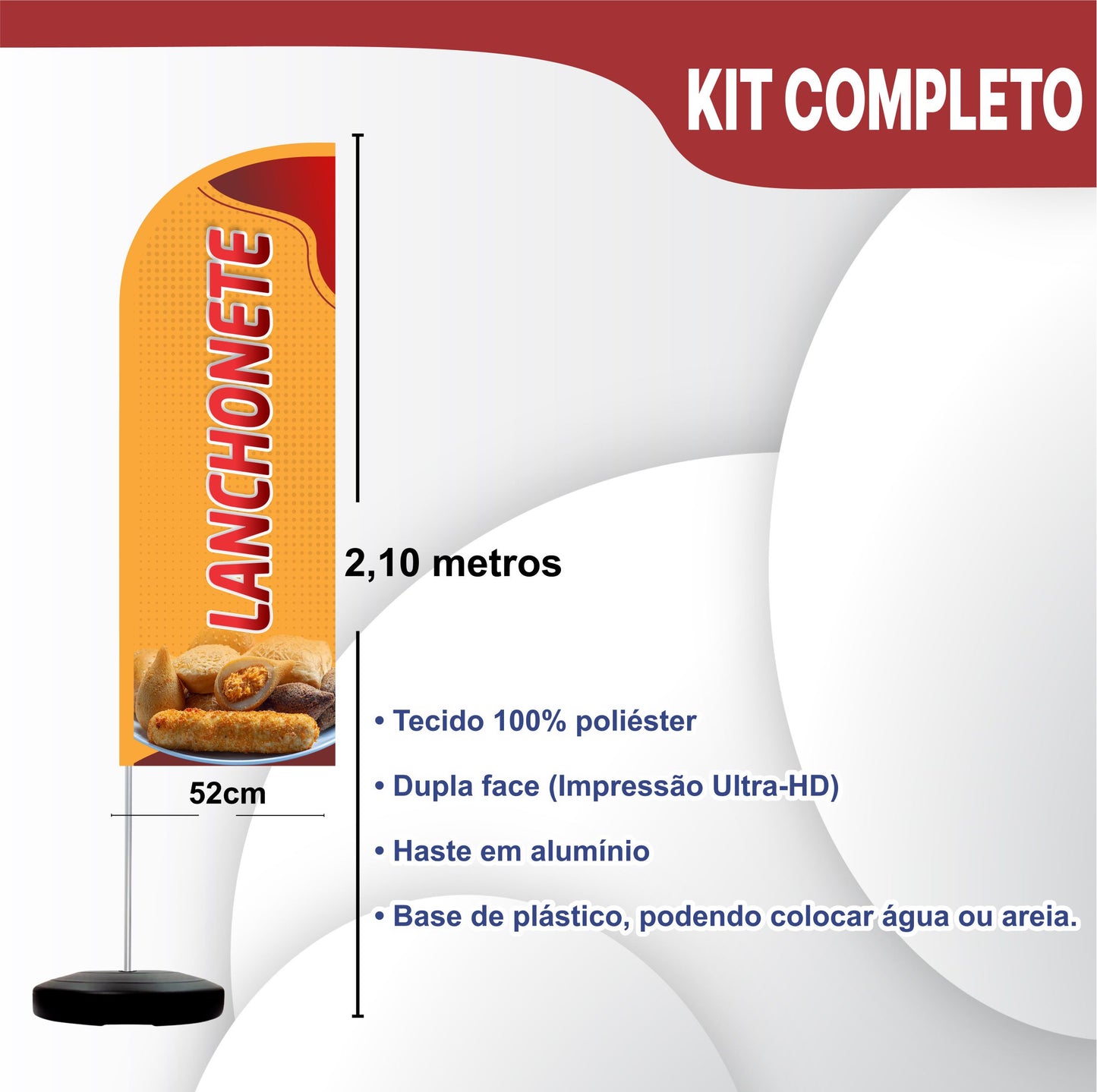 Wind Banner Completo 2,10m Lanchonete