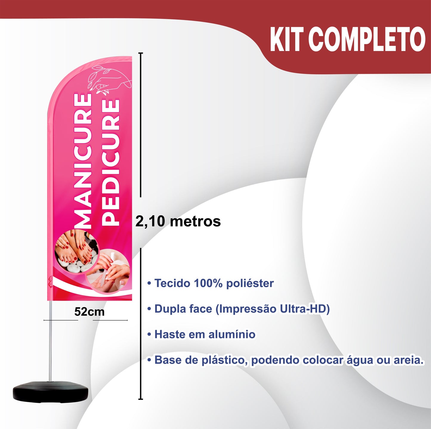 Wind Banner Completo 2,10m Manicure e Pedicure