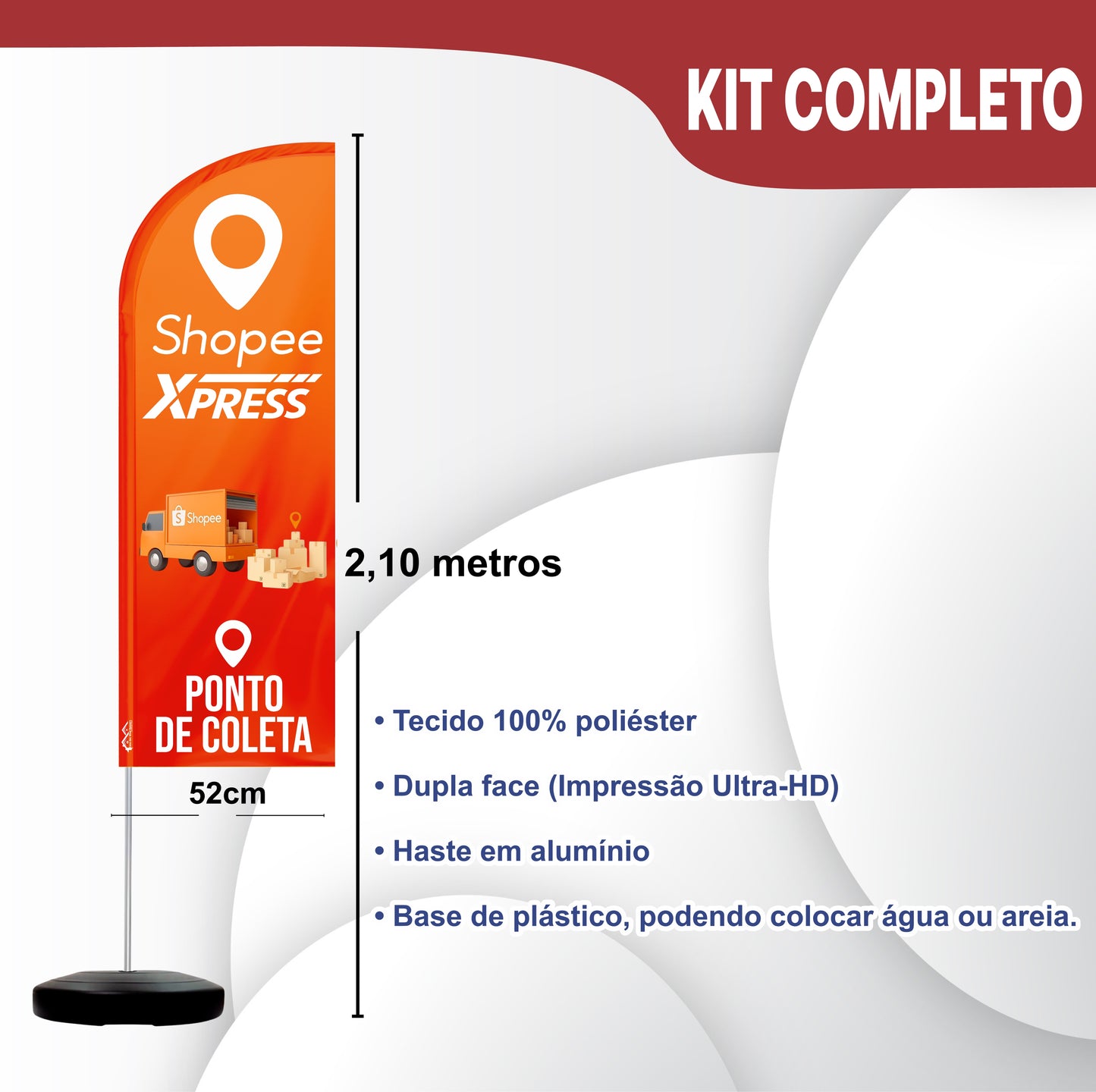 Wind Banner Completo 2,10m Ponto de Coleta Shopee