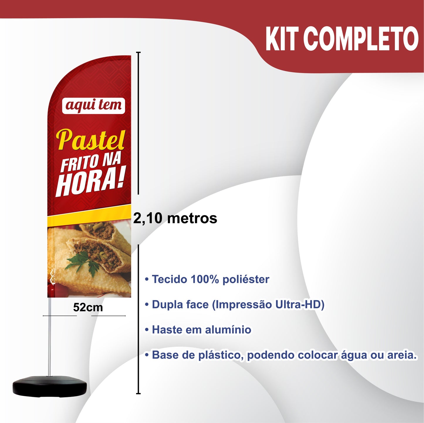 Wind Banner Completo 2,10m Pastel Frito na Hora
