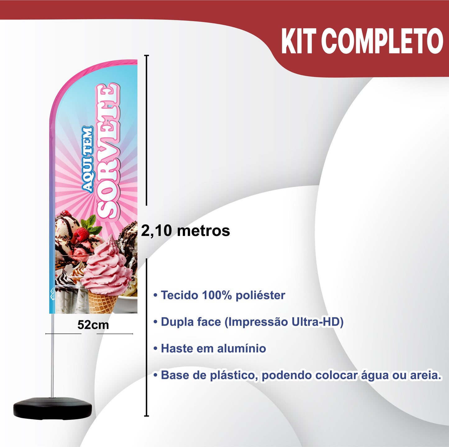Wind Banner Completo 2,10m Sorvete M2
