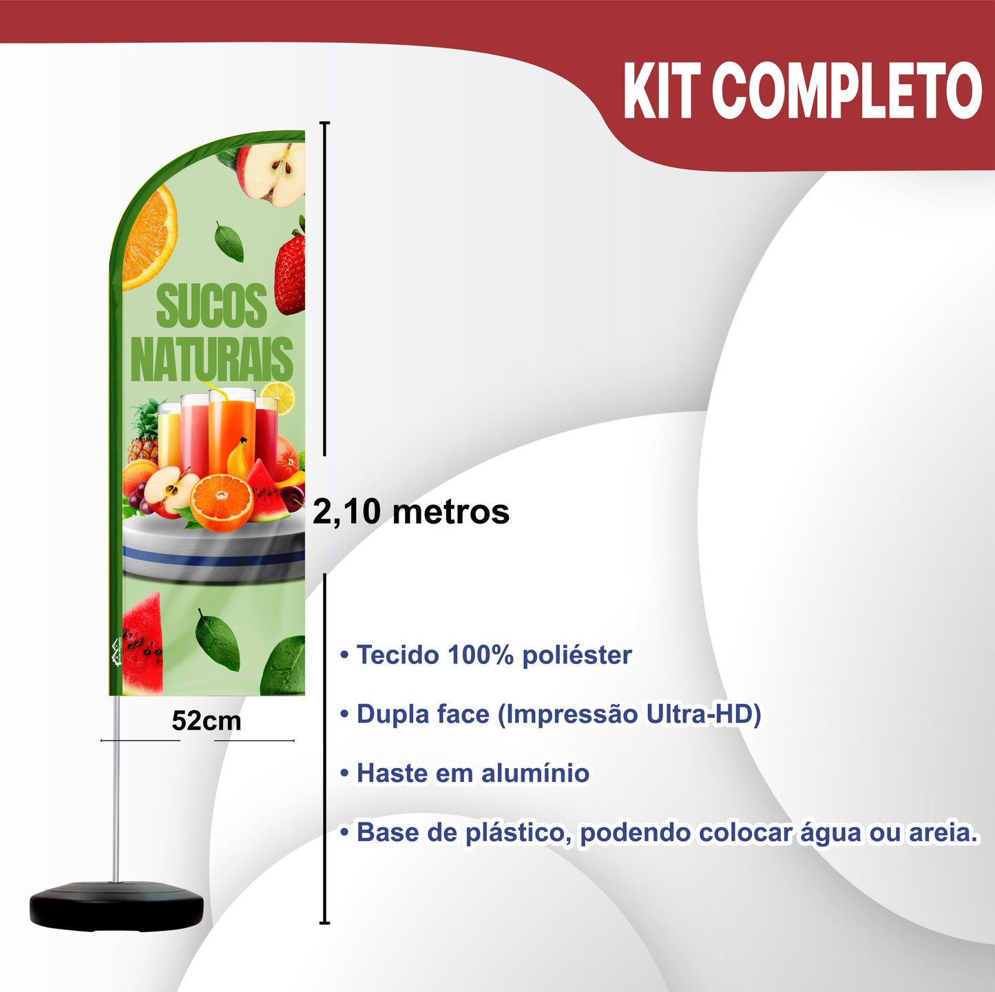Wind Banner Completo 2,10m Sucos Naturais