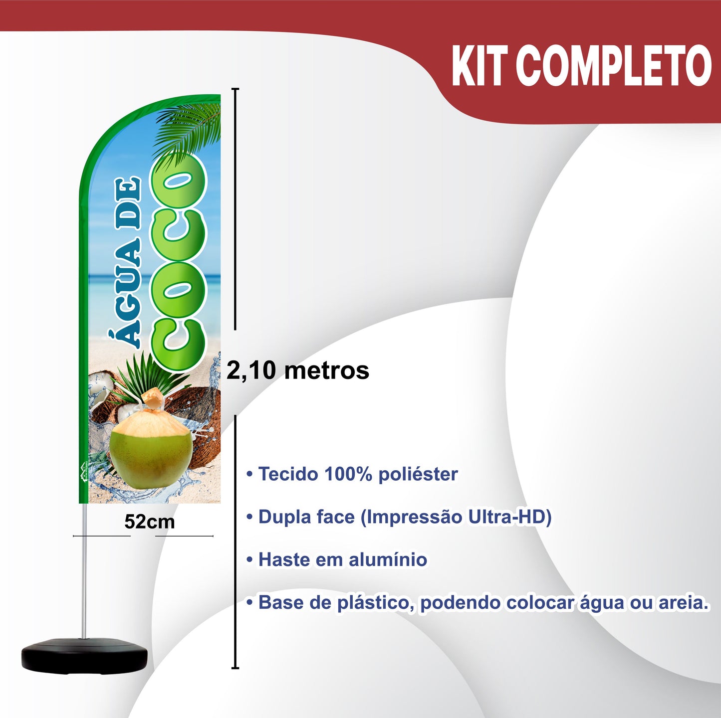 Wind Banner Completo 2,10m Água De Coco