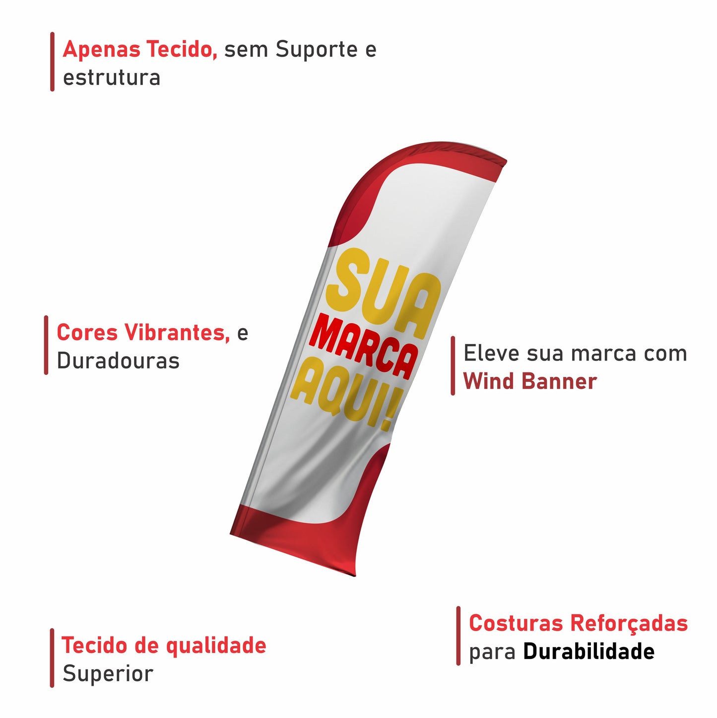 Bandeira Wind Banner Personalizado 2,0m Somente Tecido