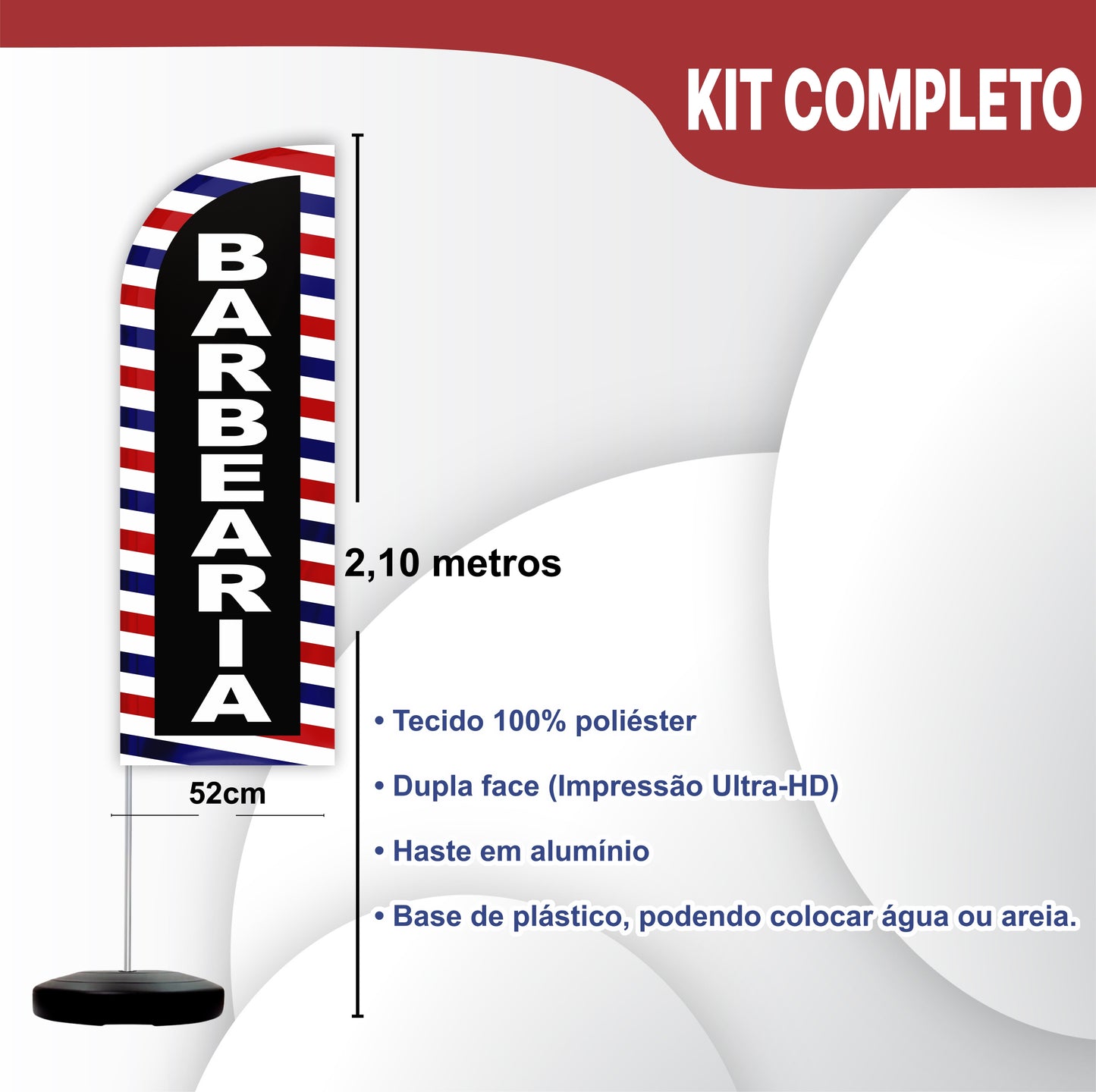 Wind Banner Completo 2,10m Barbearia M3