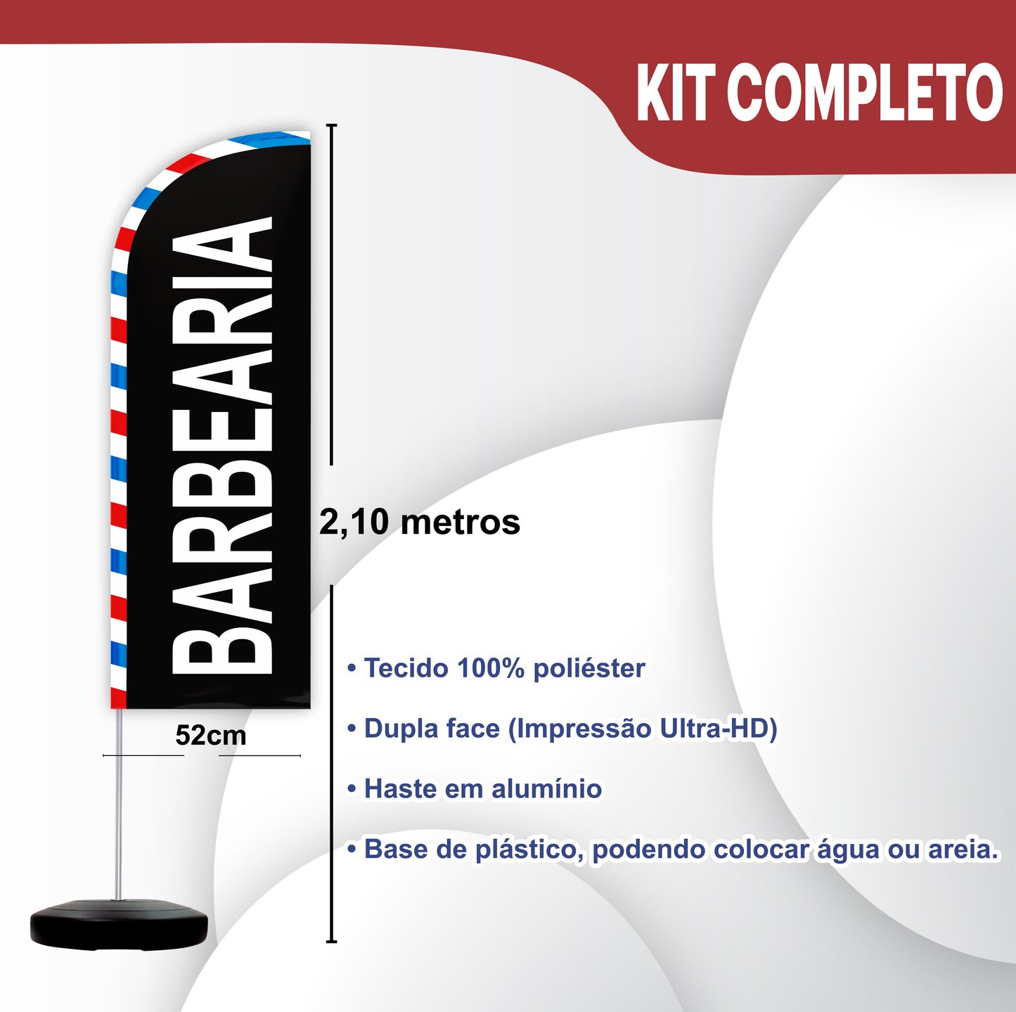 Wind Banner Completo 2,10m Barbearia M2