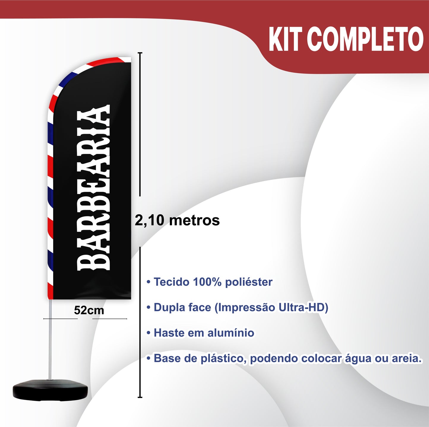 Wind Banner Completo 2,10m Barbearia M4