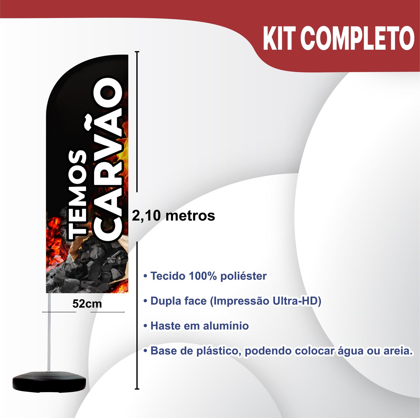 Wind Banner Completo 2,10m Temos Carvão e Gelo