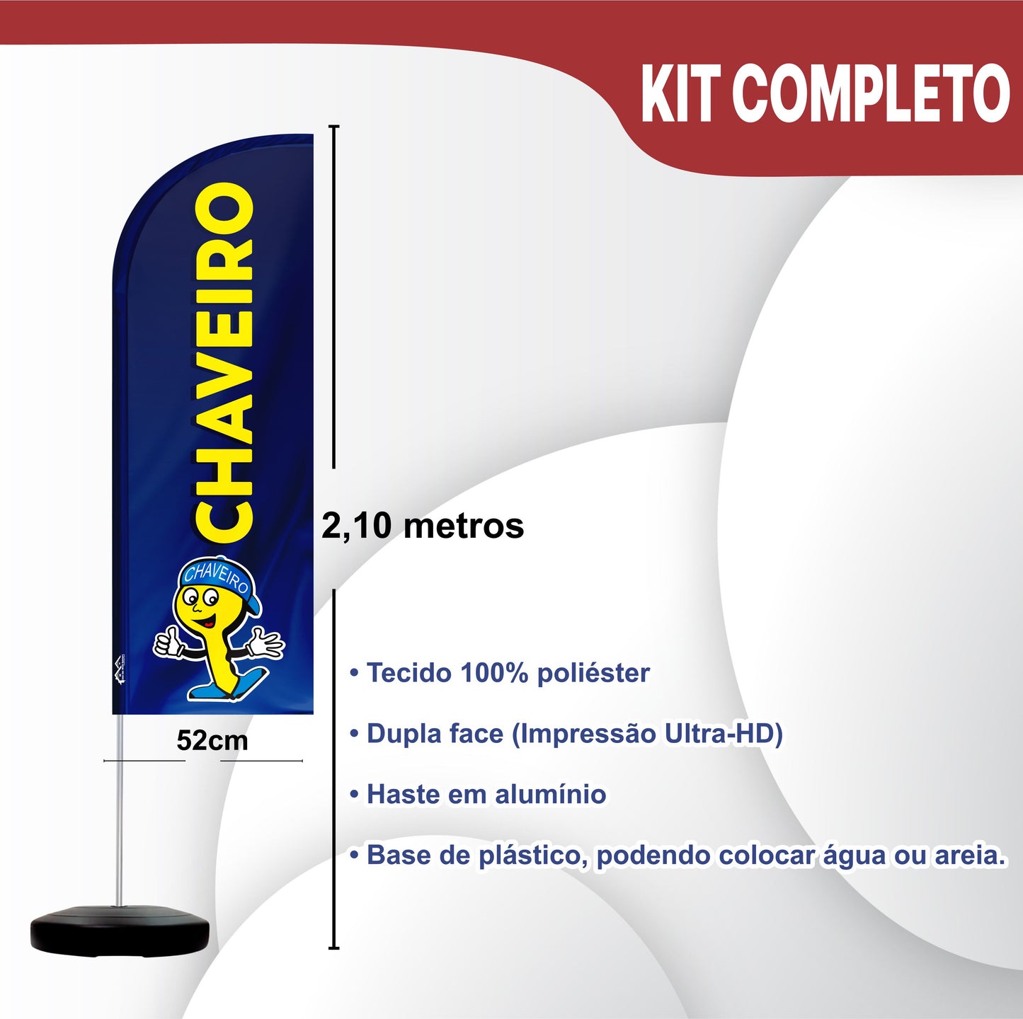 Wind Banner Completo 2,10m Chaveiro