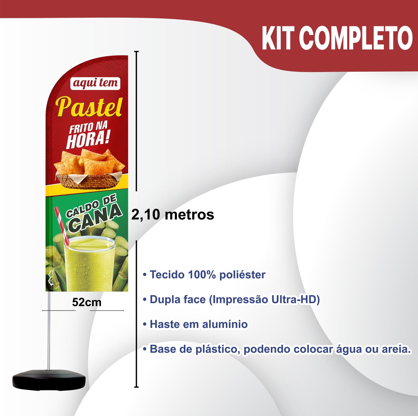 Wind Banner Completo 2,10m Pastel E Caldo De Cana