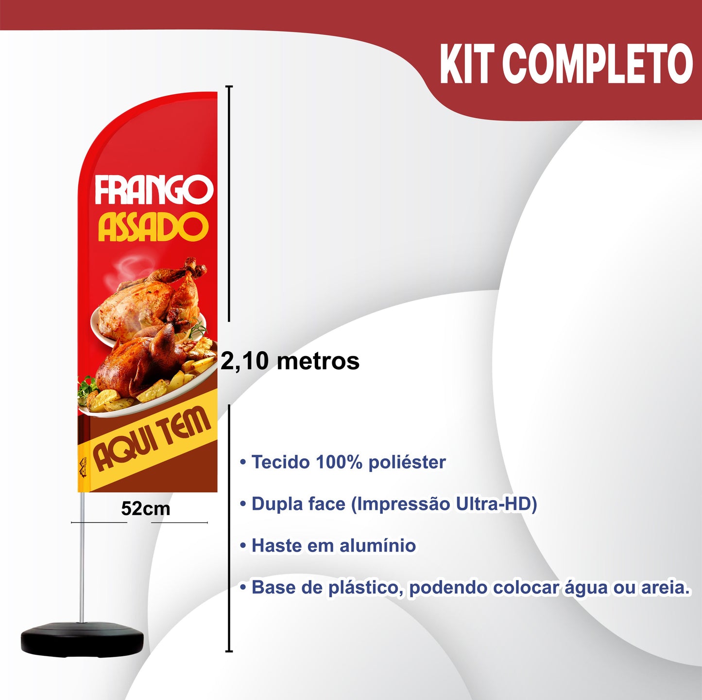 Wind Banner Completo 2,10m Frango Assado M2