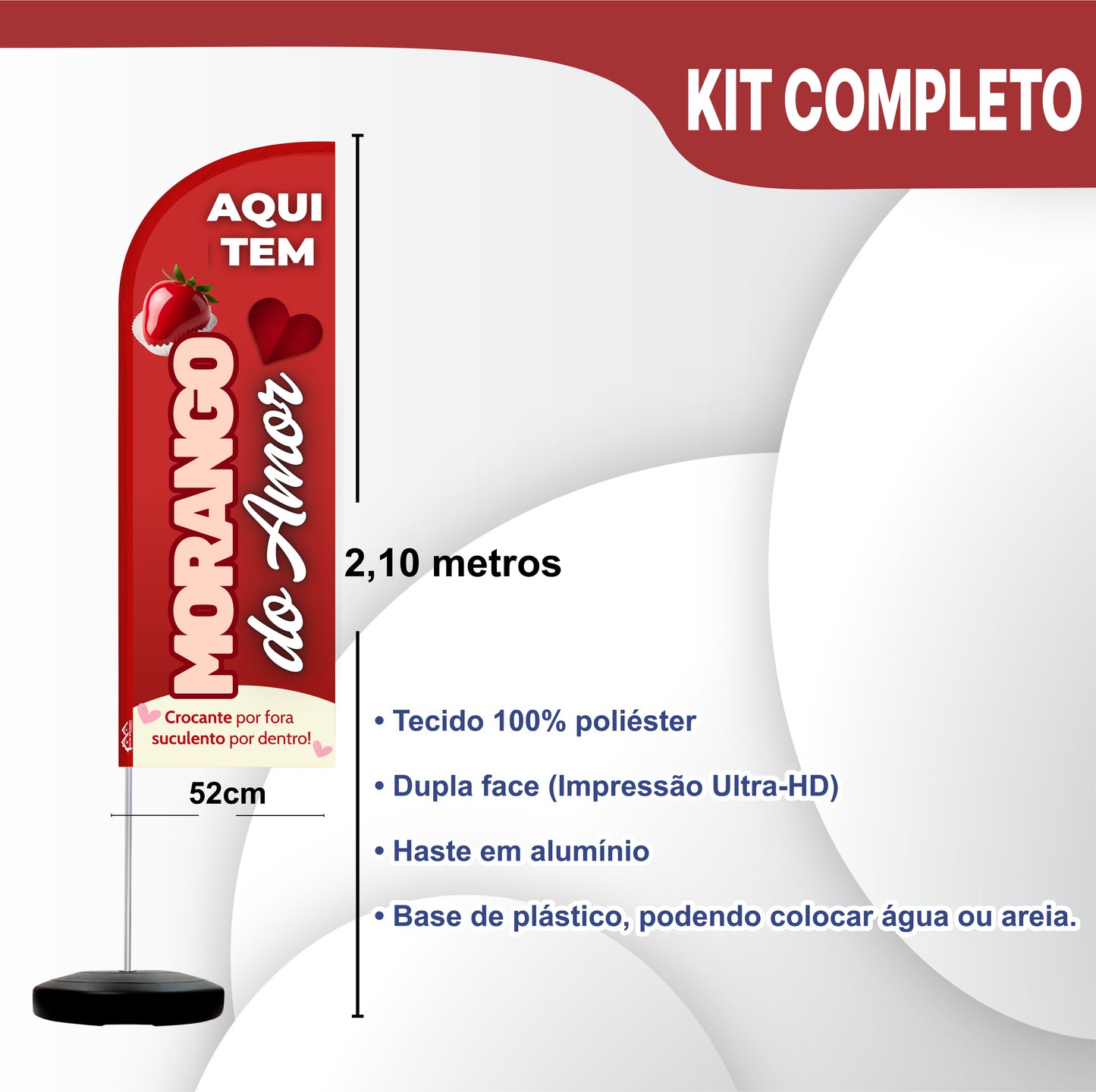 Wind Banner Completo 2,10m Morango do Amor