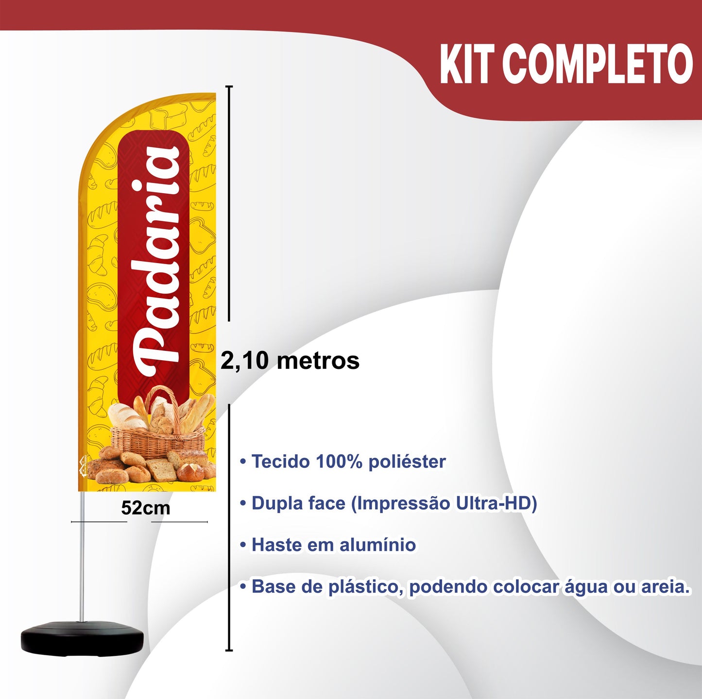Wind Banner Completo 2,10m Padaria