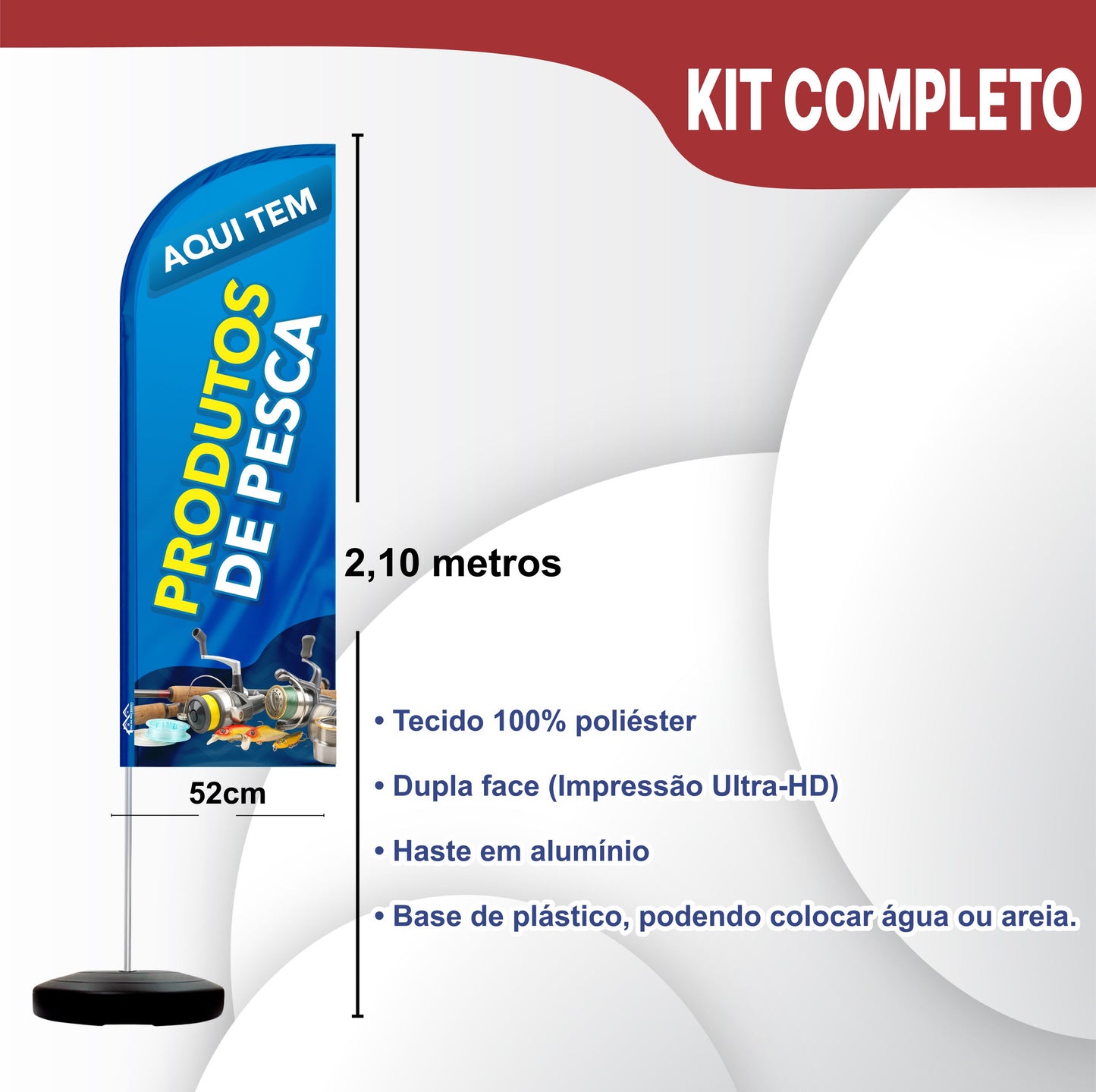 Wind Banner Completo 2,10m Produtos de Pesca