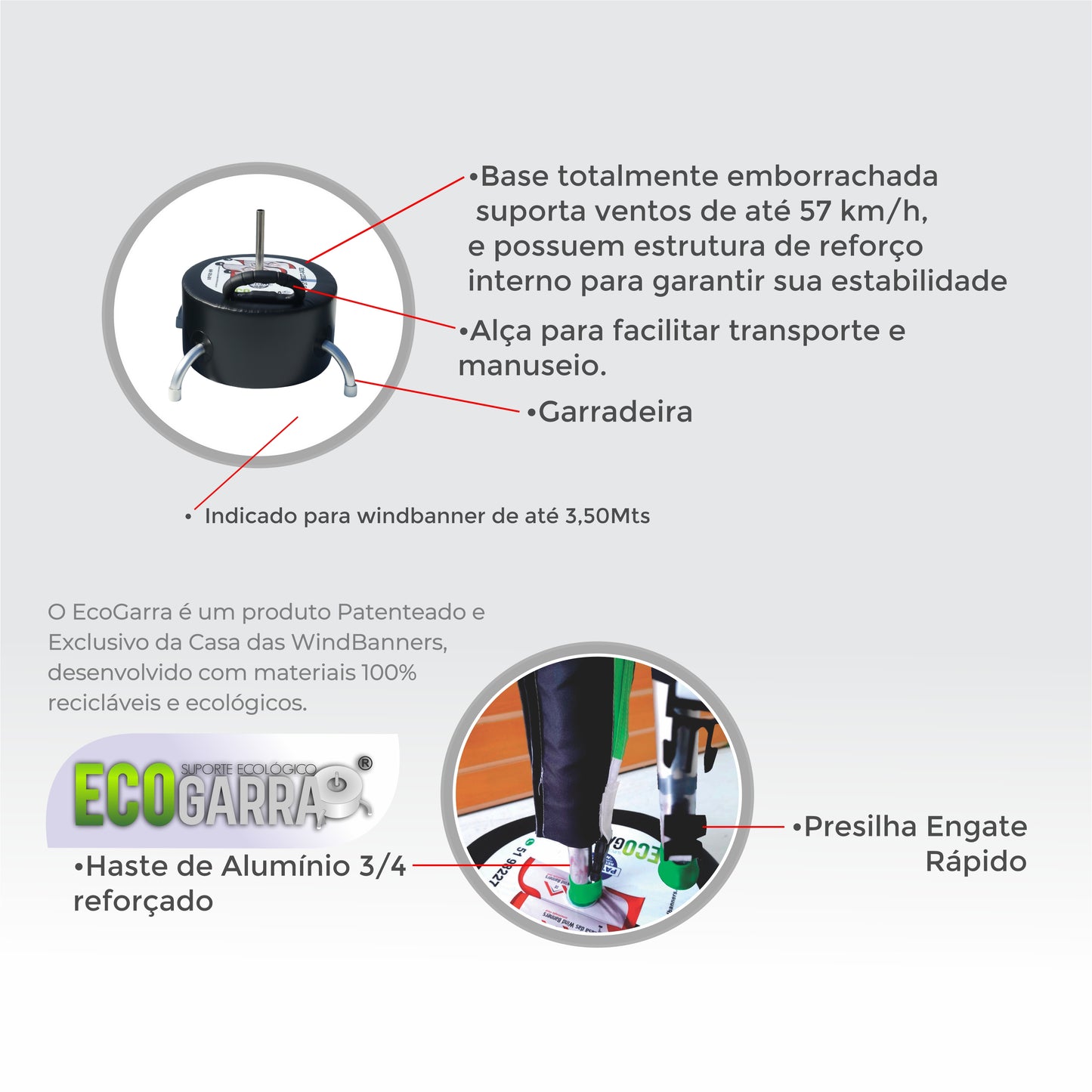 Wind Banner Premium Retangular Completo Personalizado 2,70mt