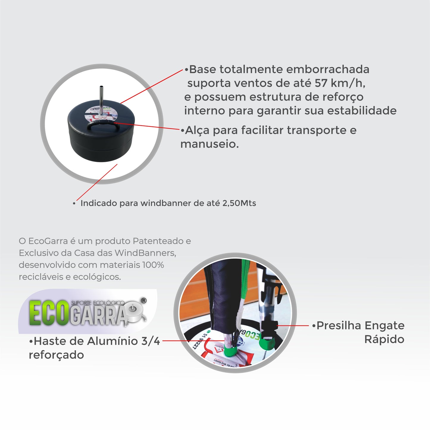 Wind Banner Premium Retangular Completo Personalizado 2,00mt