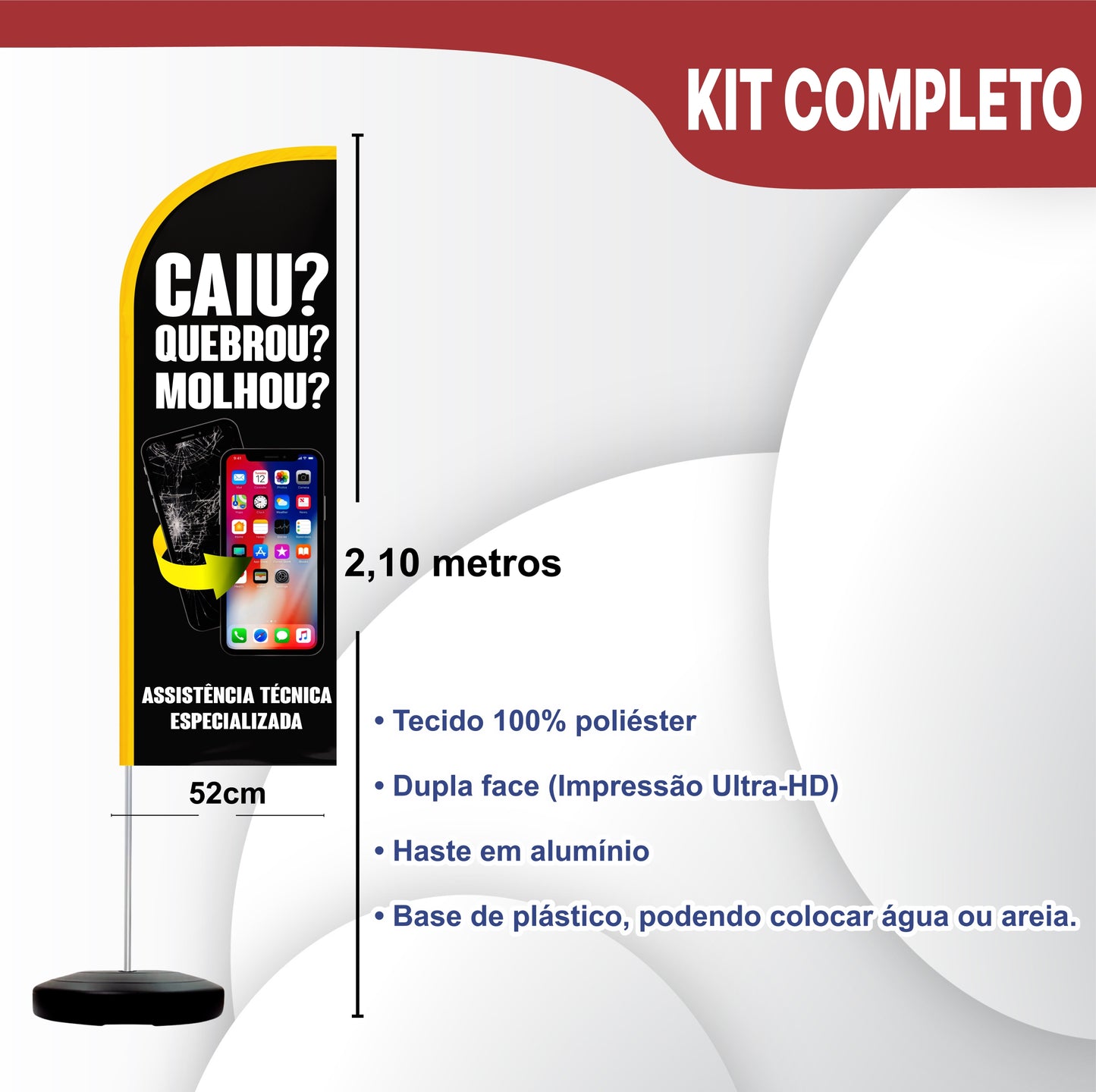Wind Banner Completo 2,10m Assistência Técnica