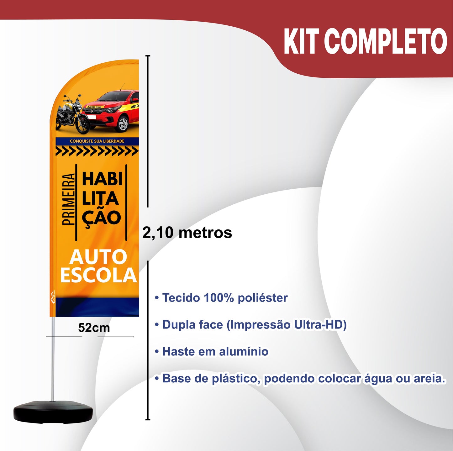 Wind Banner Completo 2,10m Auto Escola