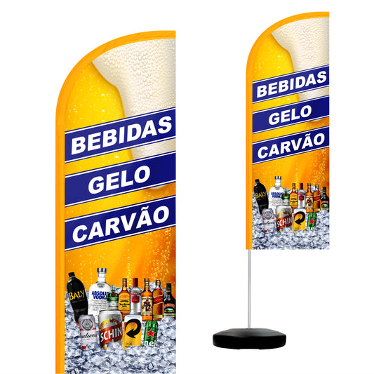 Wind Banner Completo 2,10m Bebidas Gelo E Carvão M1