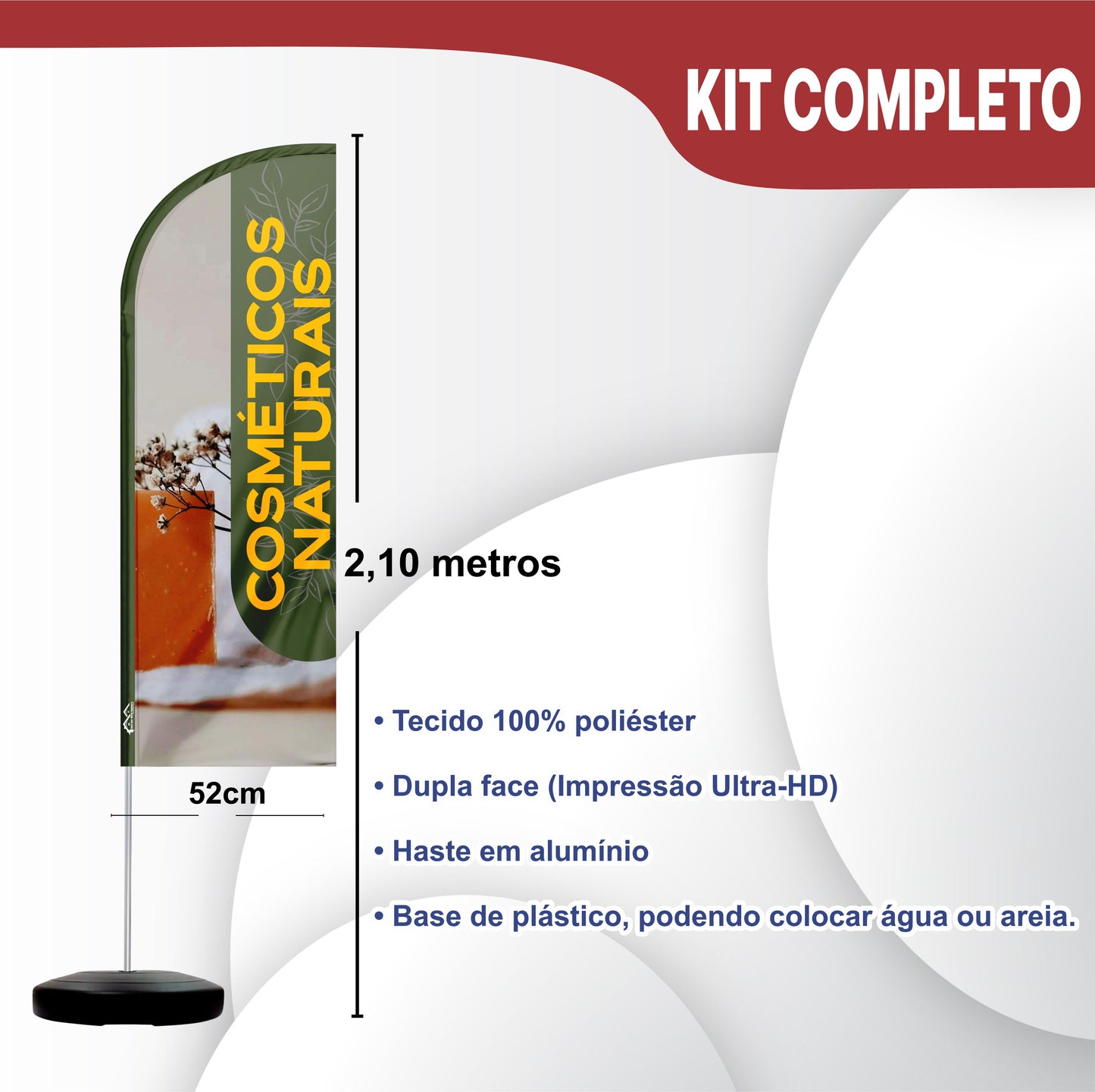 Wind Banner Completo 2,10m Cosméticos Naturais