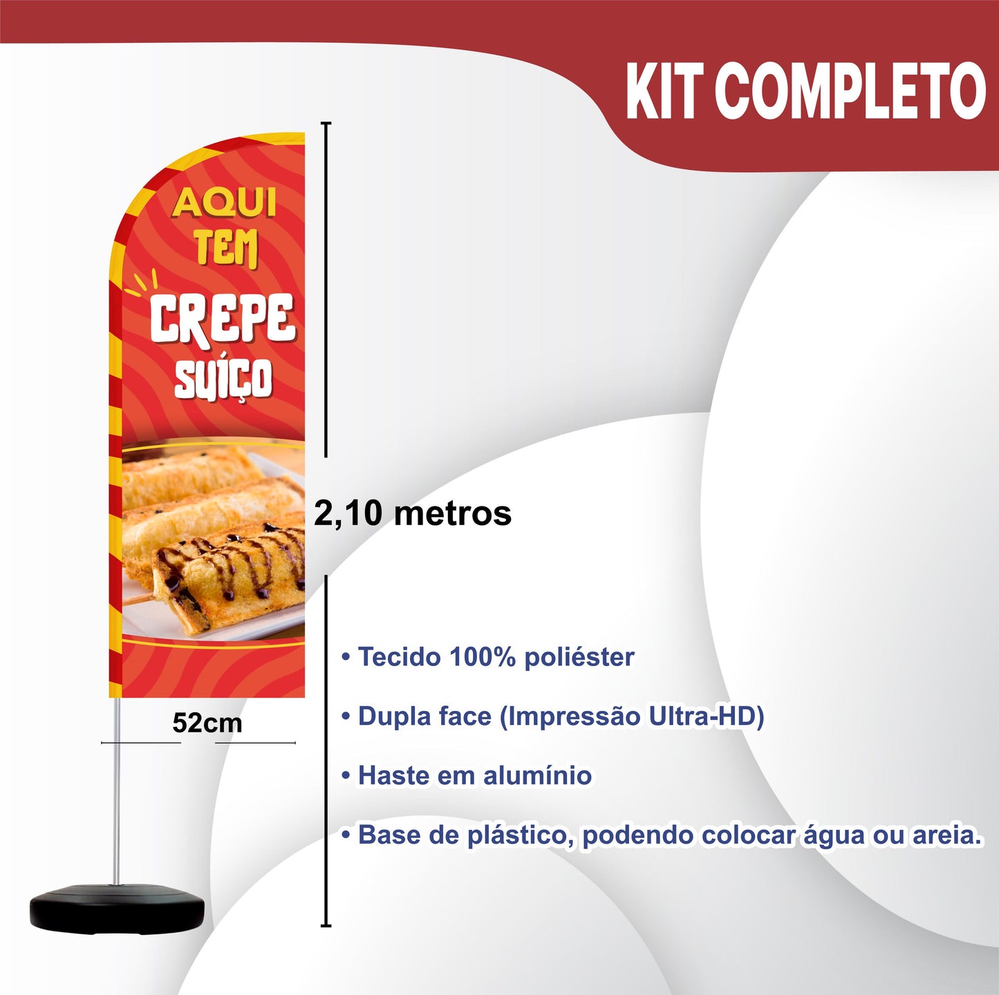 Wind Banner Completo 2,10m Crepe Suíço