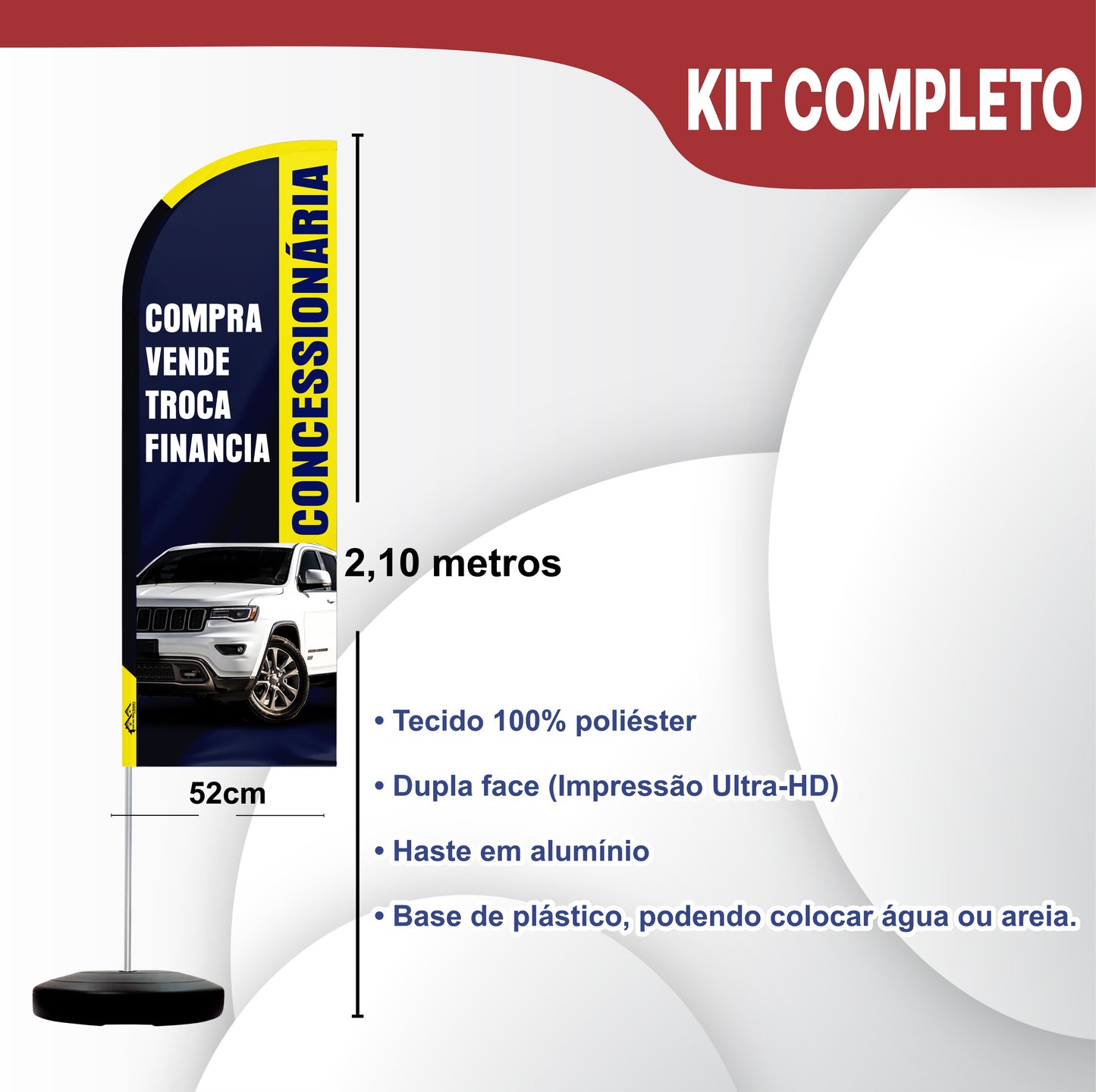 Wind Banner Completo 2,10m Concessionária