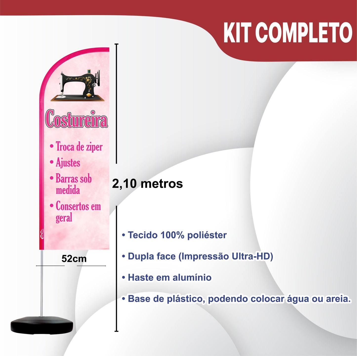 Wind Banner Completo 2,10m Costureira