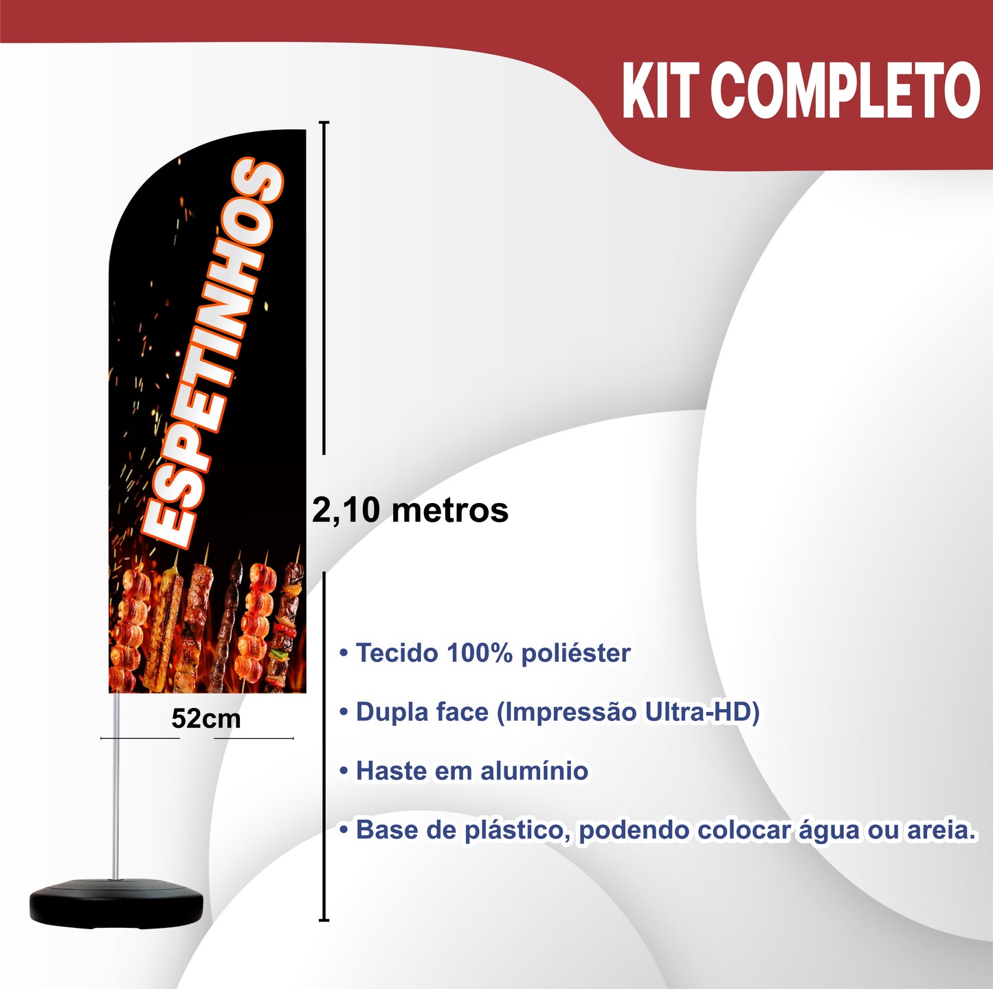 Wind Banner Completo 2,10m Espetinhos M1