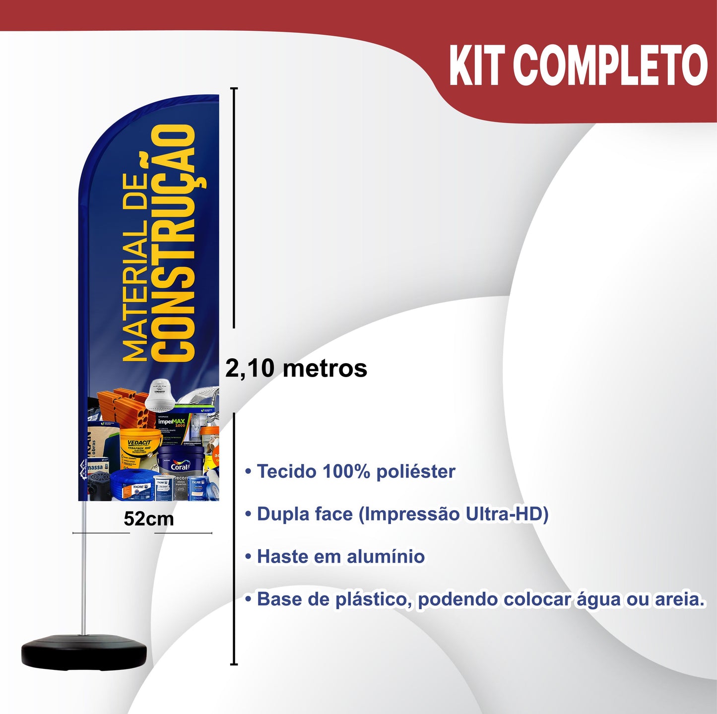 Wind Banner Completo 2,10m Material de Construção