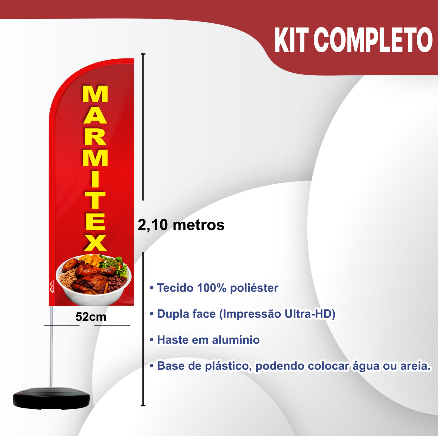 Wind Banner Completo 2,10m Marmitex