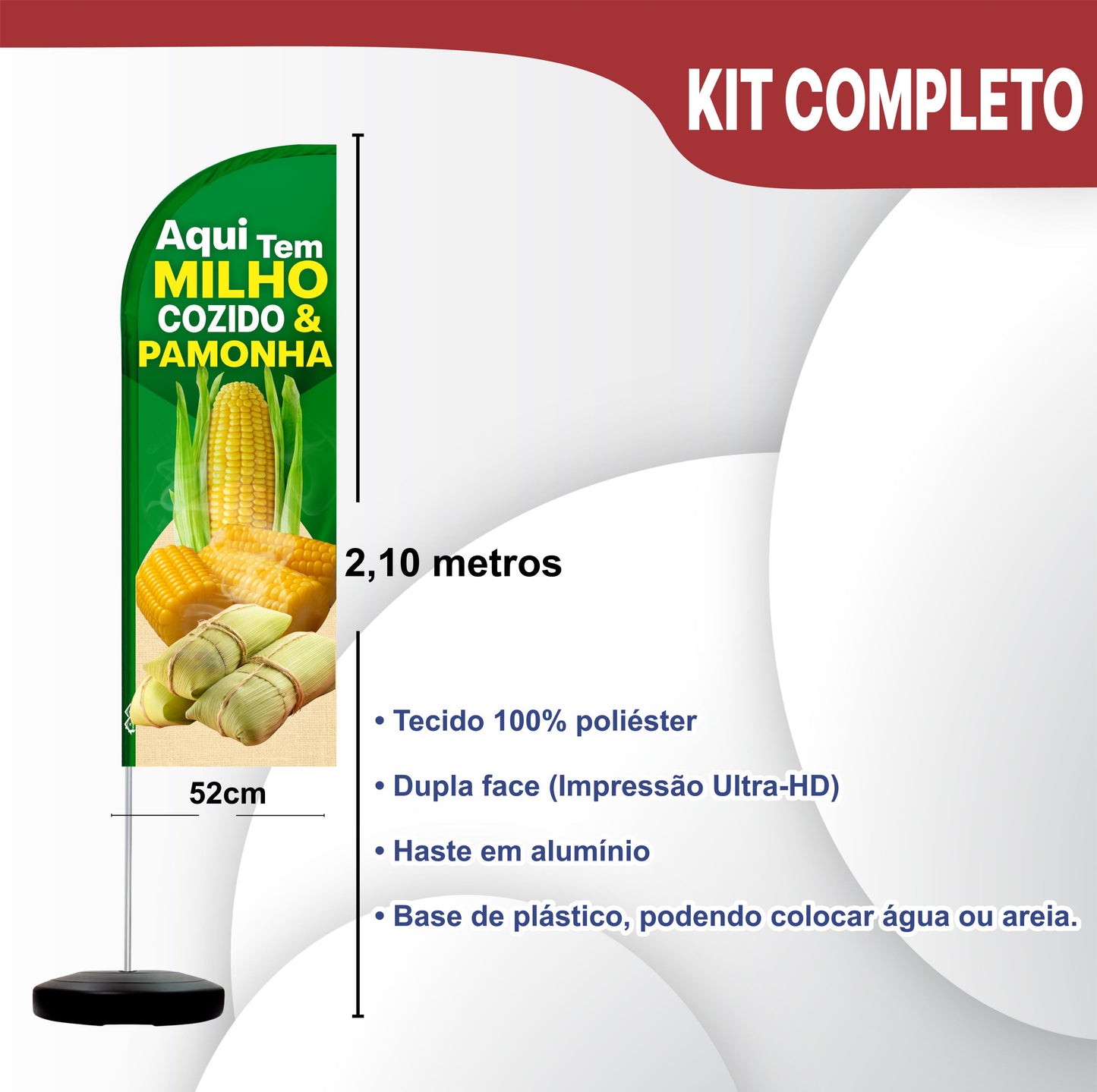 Wind Banner Completo 2,10m Milho Cozido E Pamonha