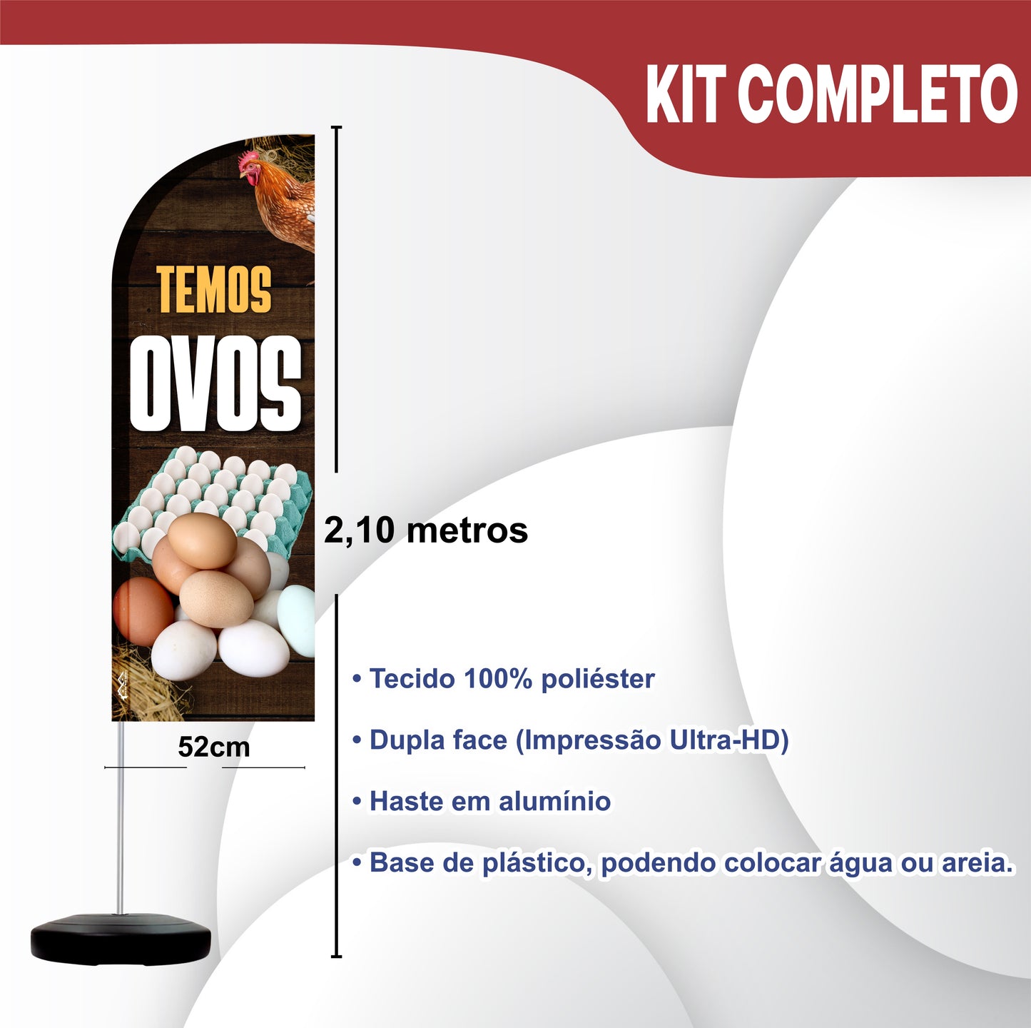 Wind Banner Completo 2,10m Temos Ovos