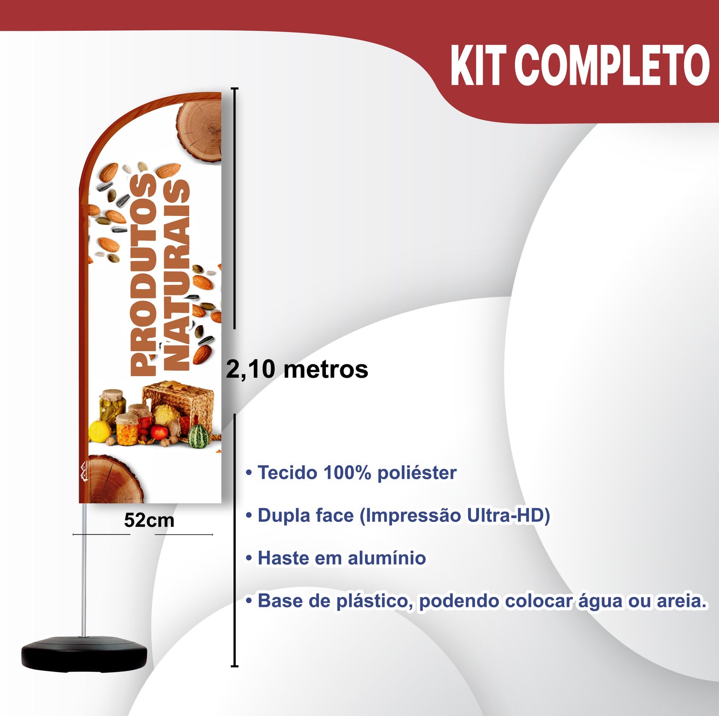 Wind Banner Completo 2,10m Produtos Naturais