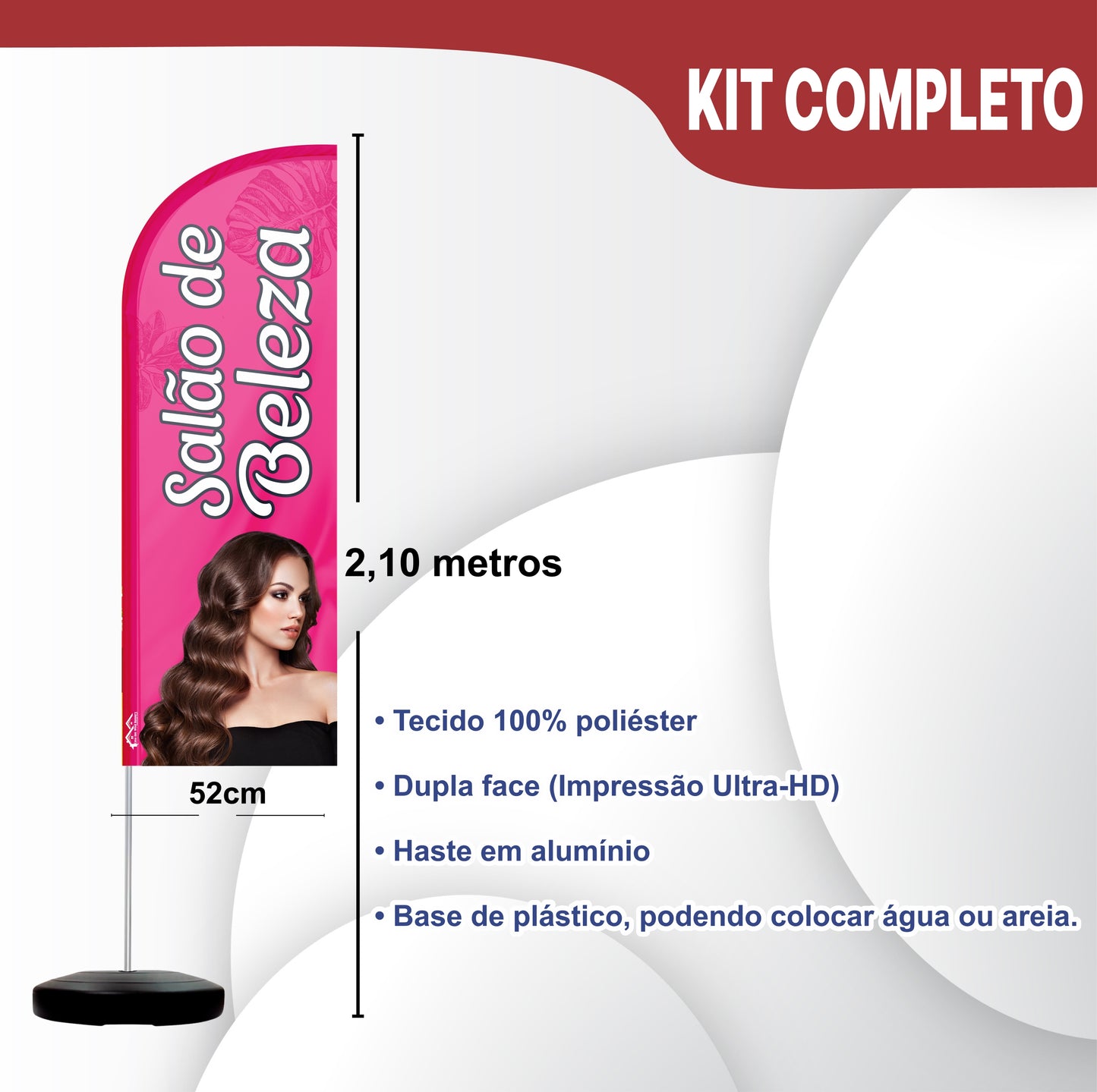 Wind Banner Completo 2,10m Salão De Beleza M1