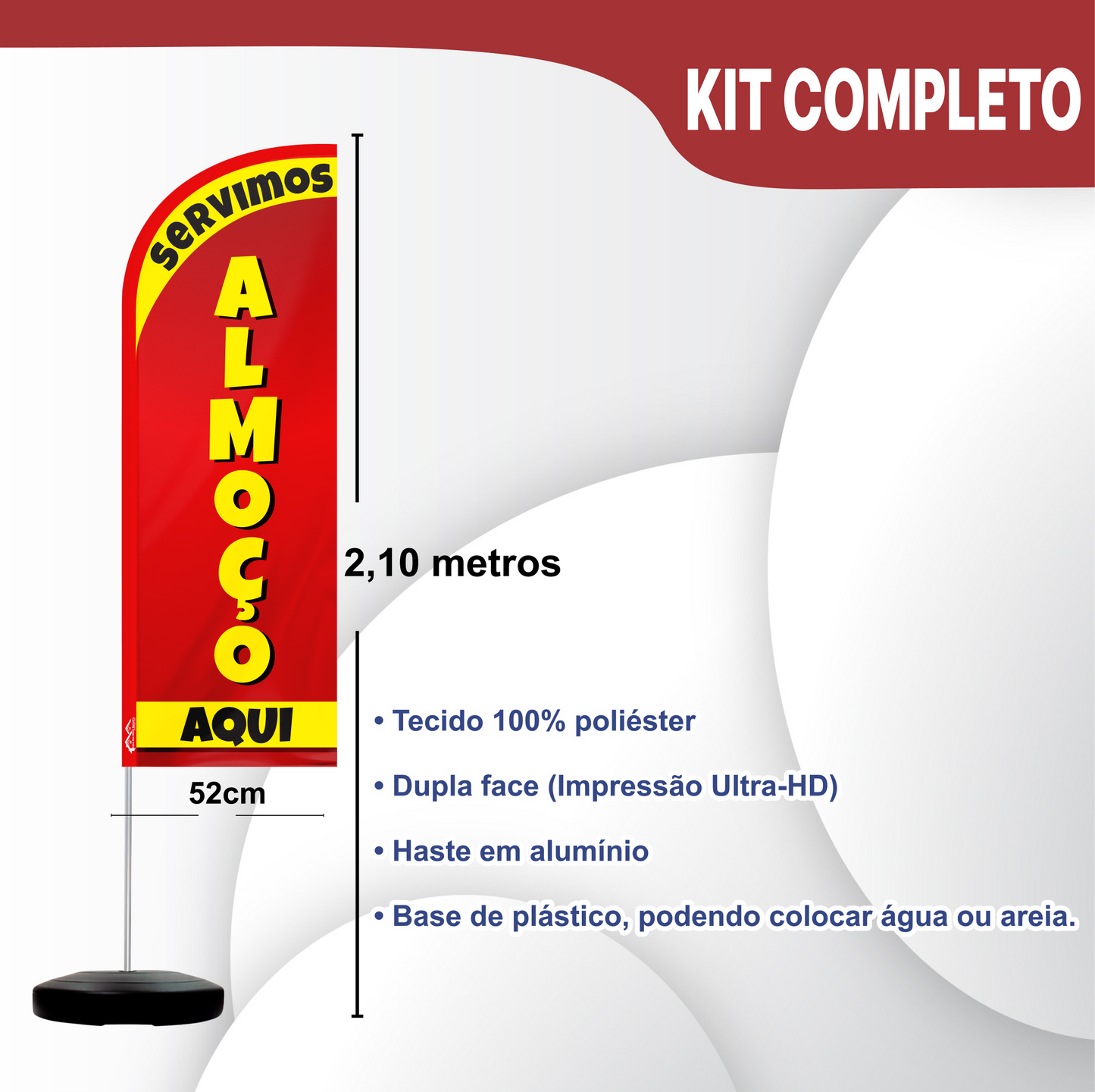 Wind Banner Completo 2,10m Servimos Almoço