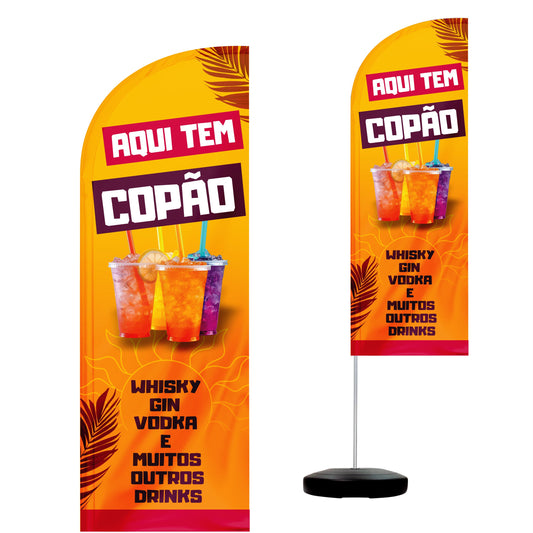 Wind Banner Completo de 2,10m Copão De Whisk, Gin, Vodka e Muitos Outros Drinks