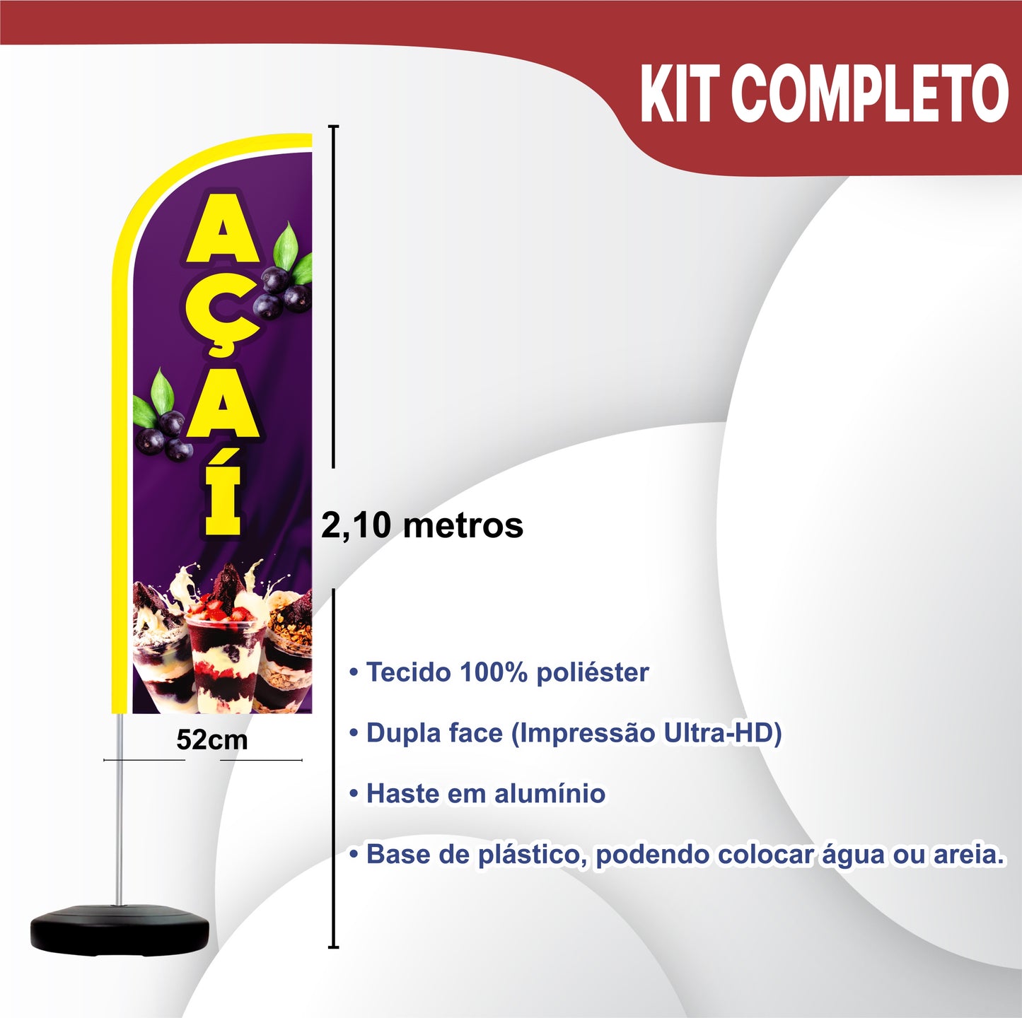 Wind Banner Completo 2,10m Açaí M3
