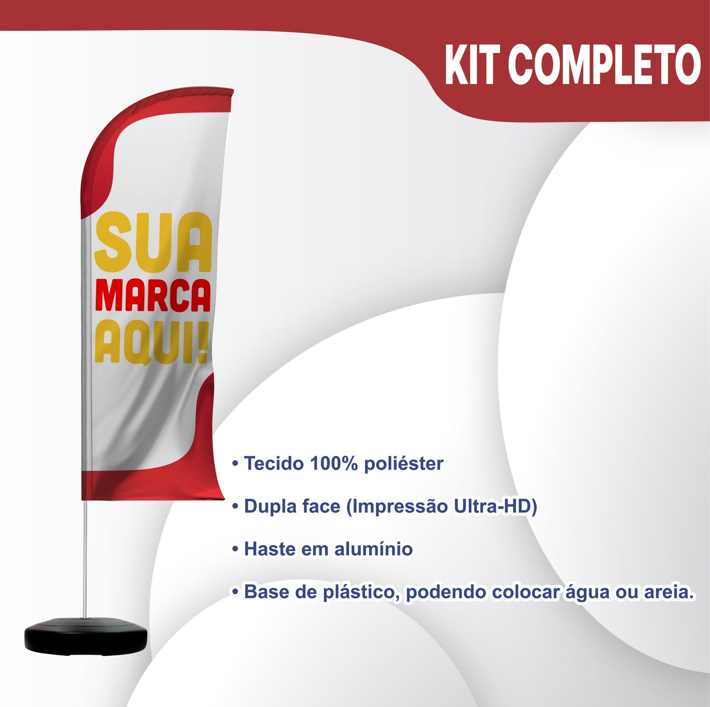 Wind Banner Completo Personalizado 2,60m Dupla Face