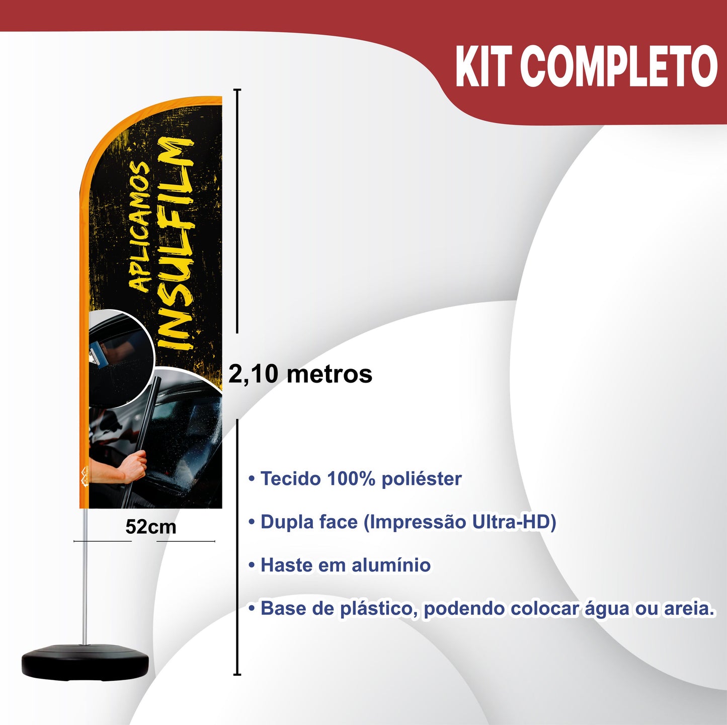 Wind Banner Completo 2,10m Aplicamos Insufilm