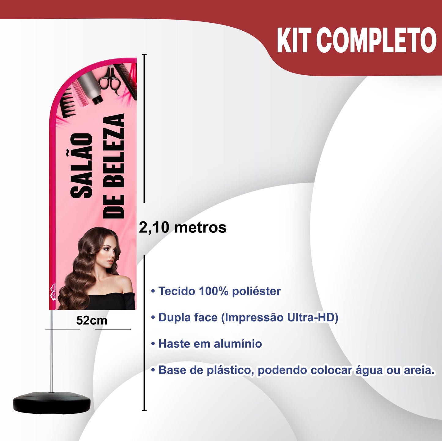 Wind Banner Completo 2,10m Salão De Beleza M2