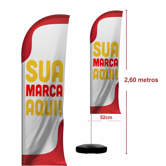 Wind Banner Completo Personalizado 2,60m Dupla Face
