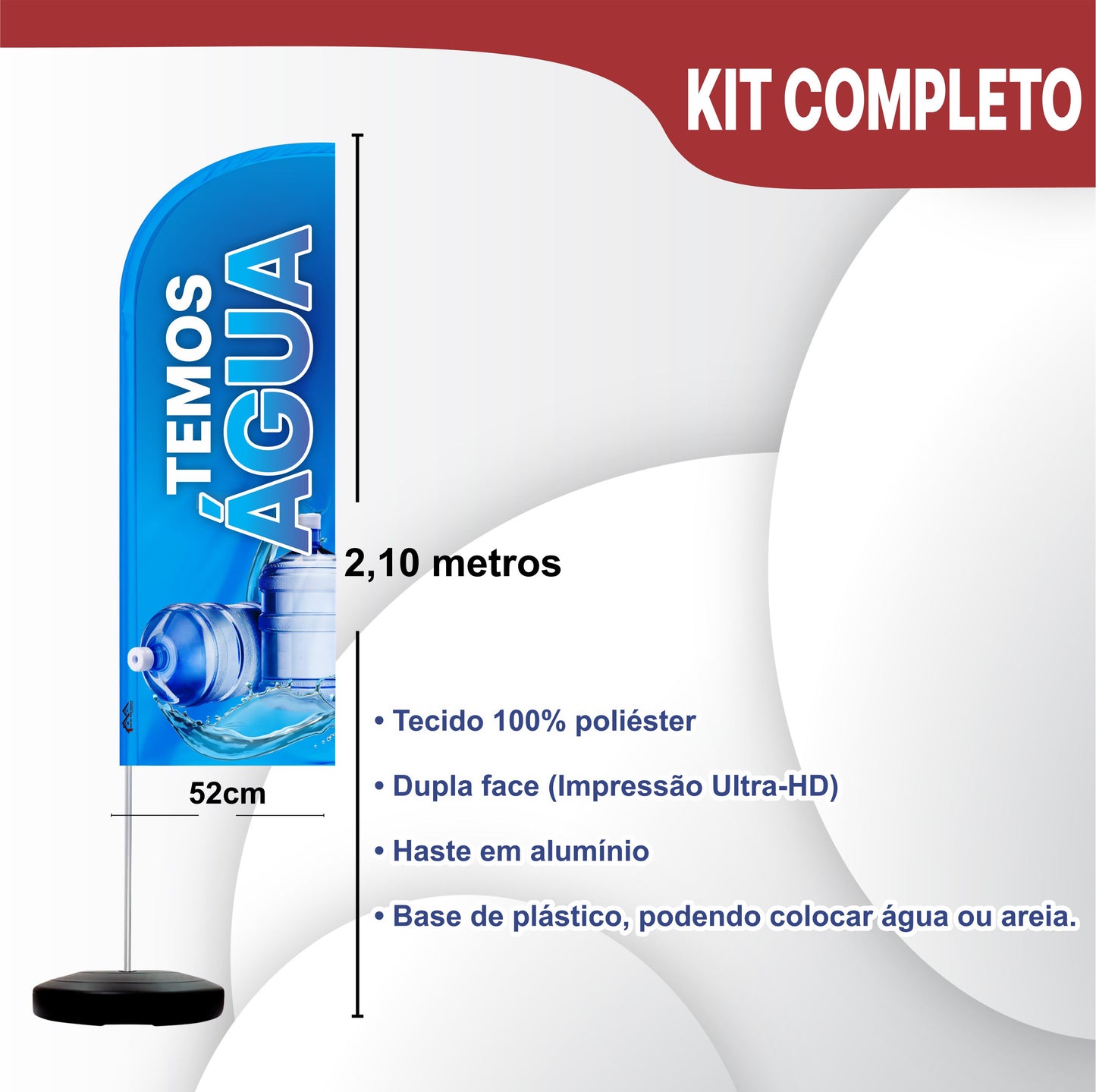 Wind Banner Completo 2,10m Temos Água