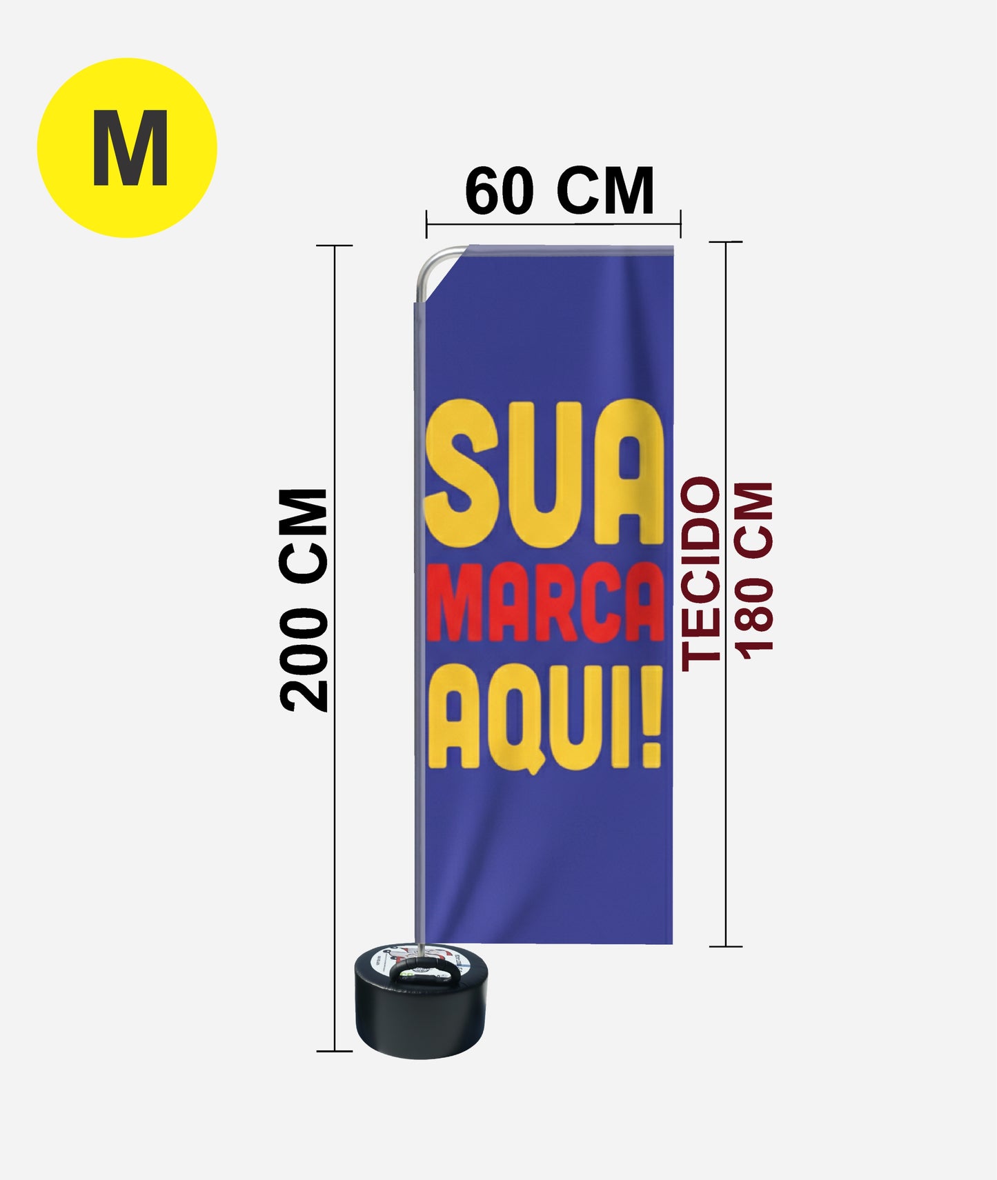 Wind Banner Premium Retangular Completo Personalizado 2,00mt